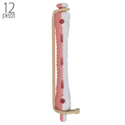 Bigodini Permanente Forati Lunghi 12pz - 6.5mm Bianco-Rosa