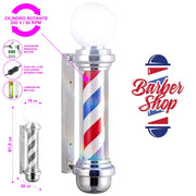 Insegna Luminosa Rotante da Barbiere con Sfera - Barber Pole