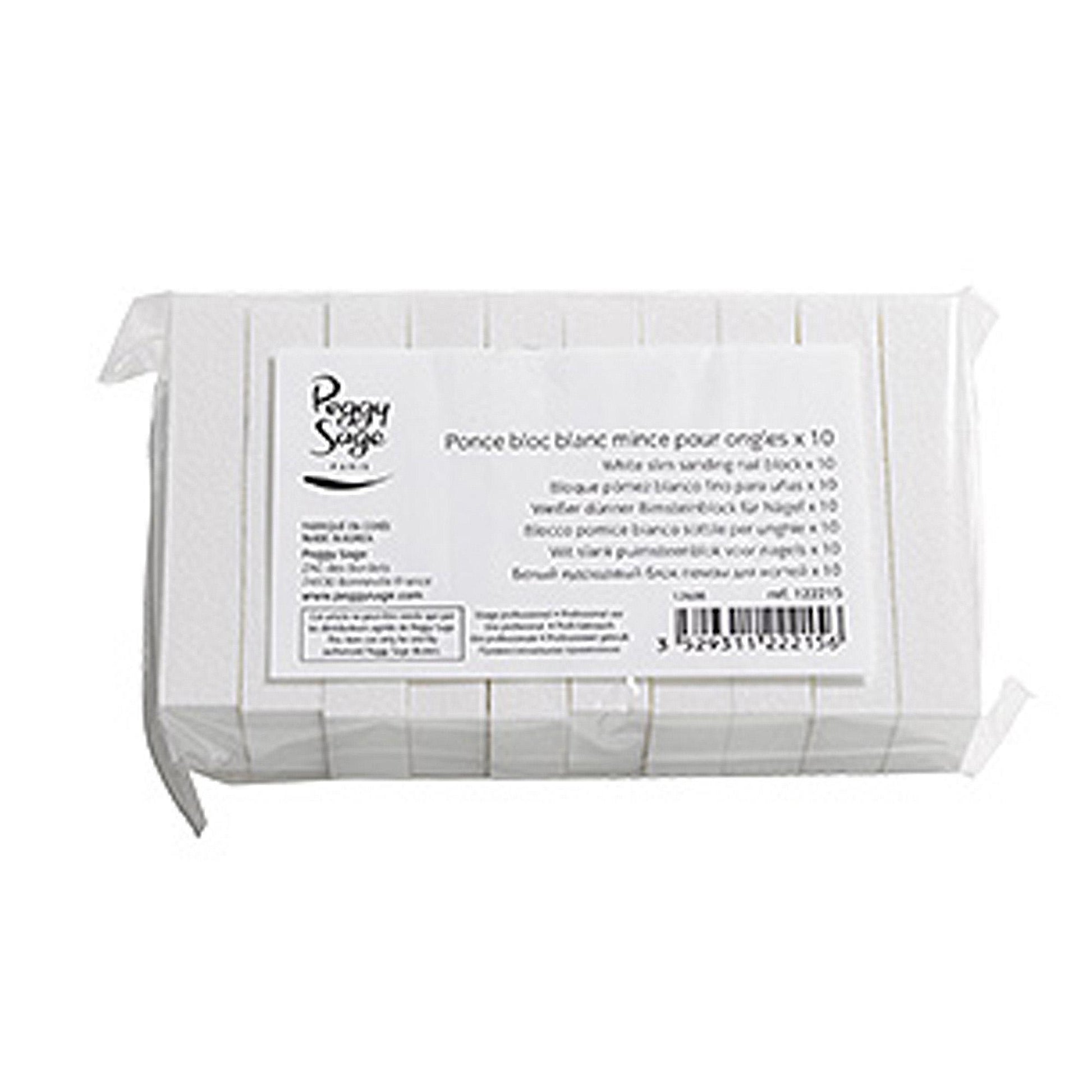 Peggy Sage Blocco di Pietra Pomice Bianco Slim per Unghie 10pz