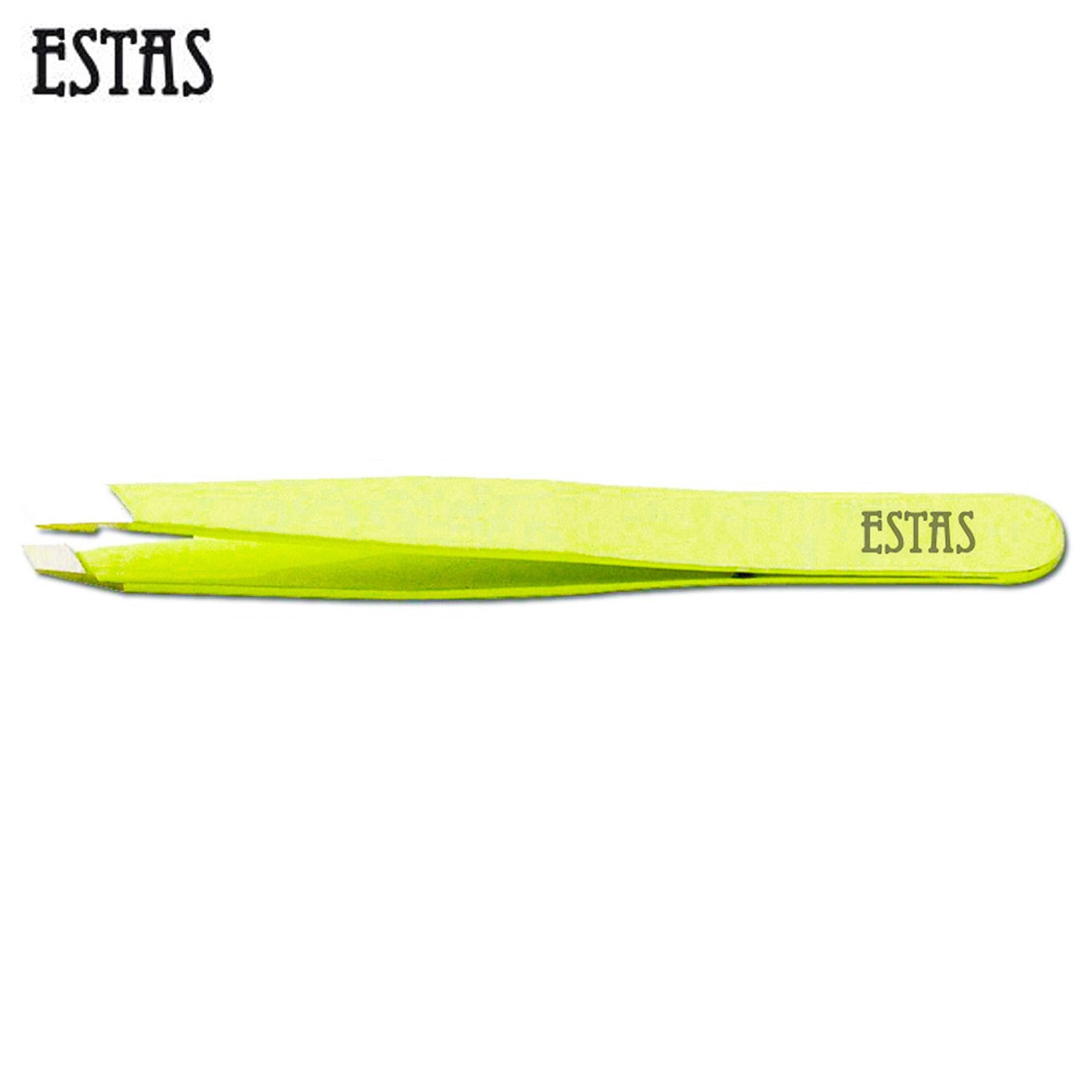 Estas Pinzetta Inox Obliqua - Fluo Yellow