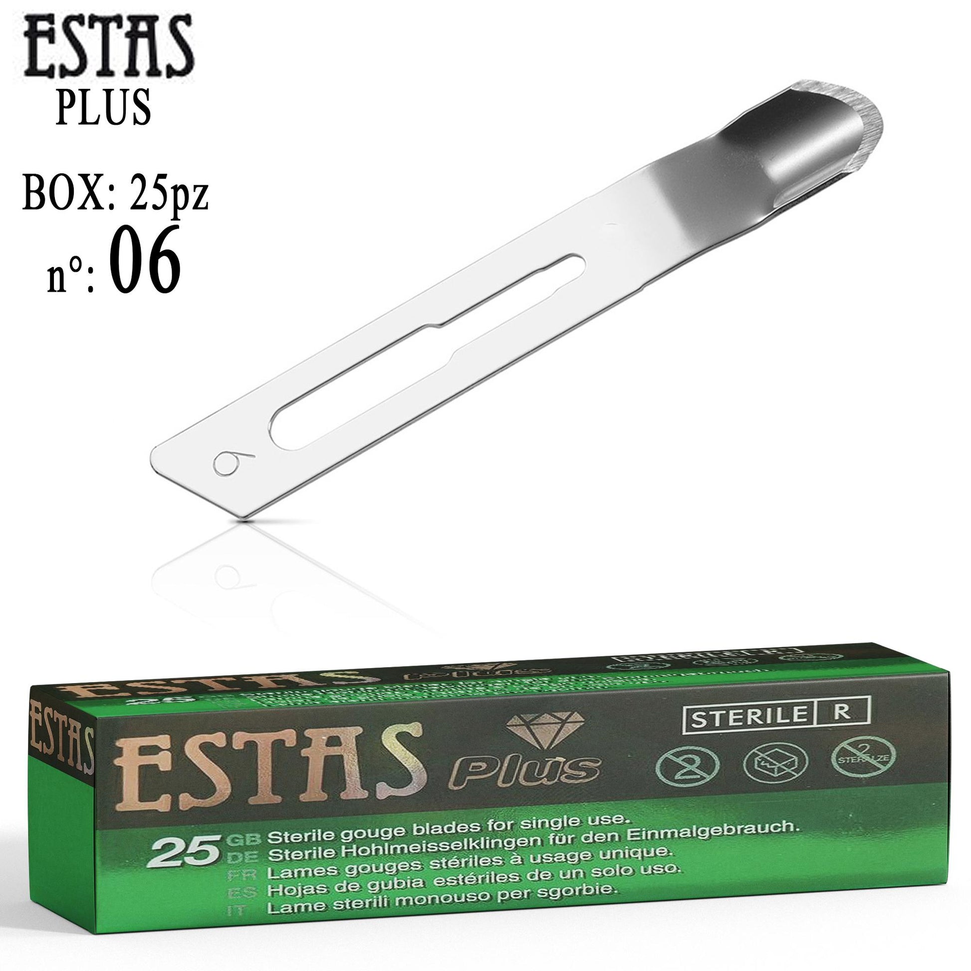Estas Plus Lame Sterili per Sgorbie 25pz - n.06