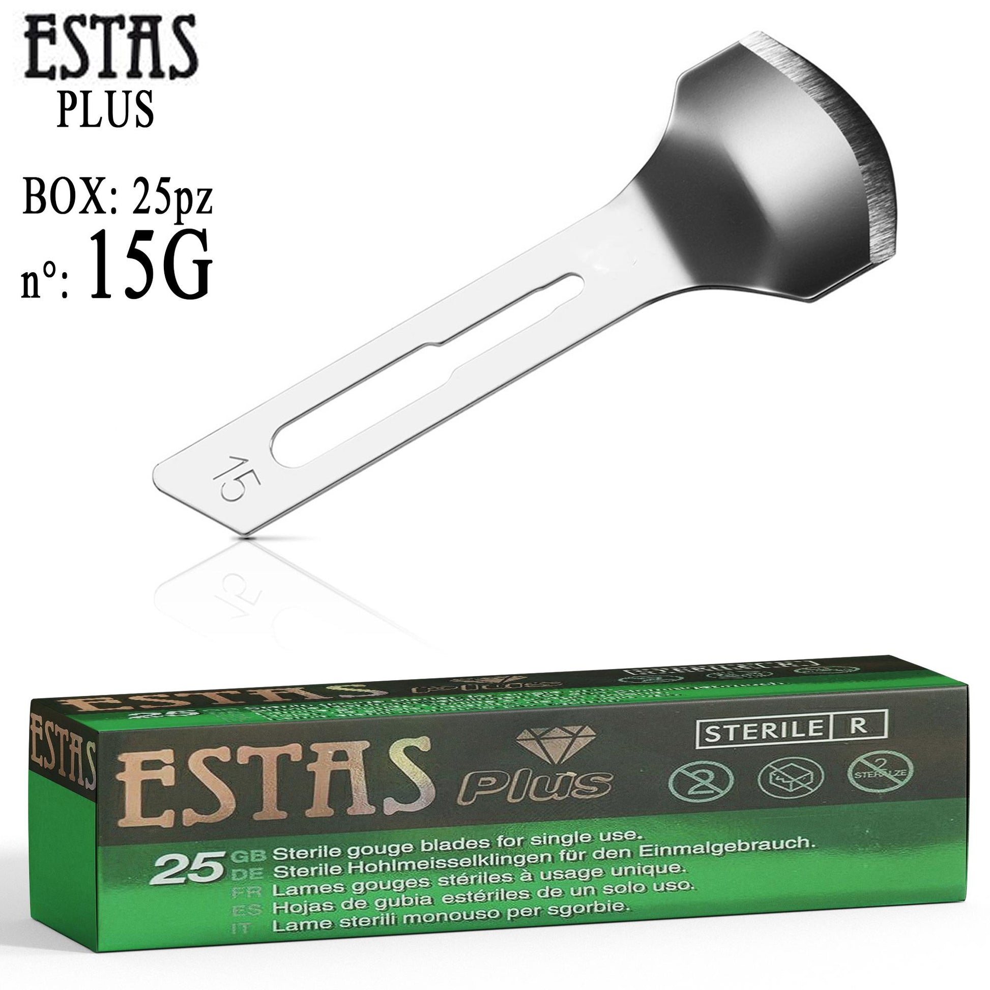 Estas Plus Lame Sterili per Sgorbie 25pz - n.15G
