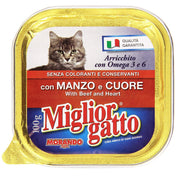 Migliorgatto Bocconcini Vaschetta 100gr - Manzo e Cuore