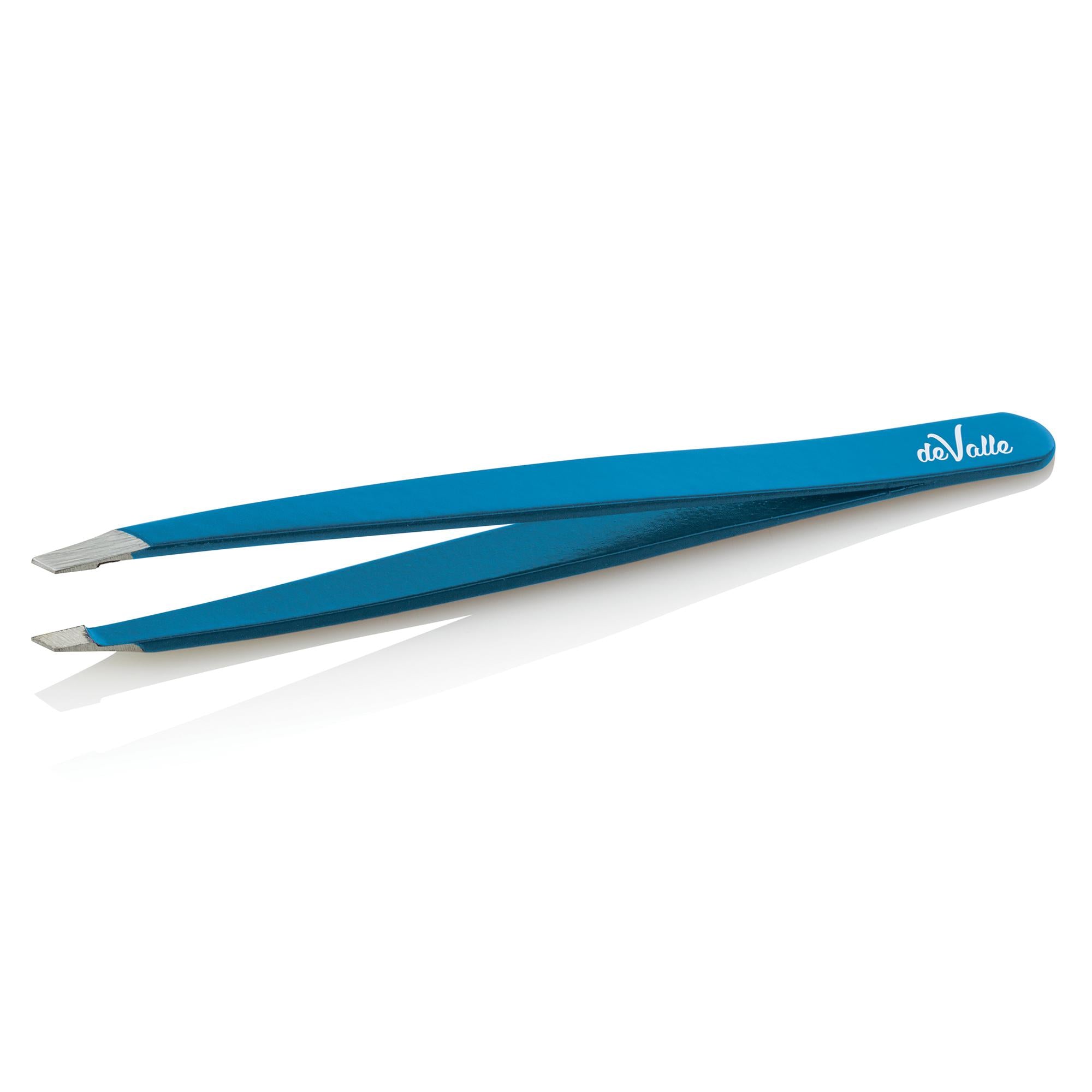 Pinzetta Sopraciglia in Acciao Inox Punta Obliqua - Blu