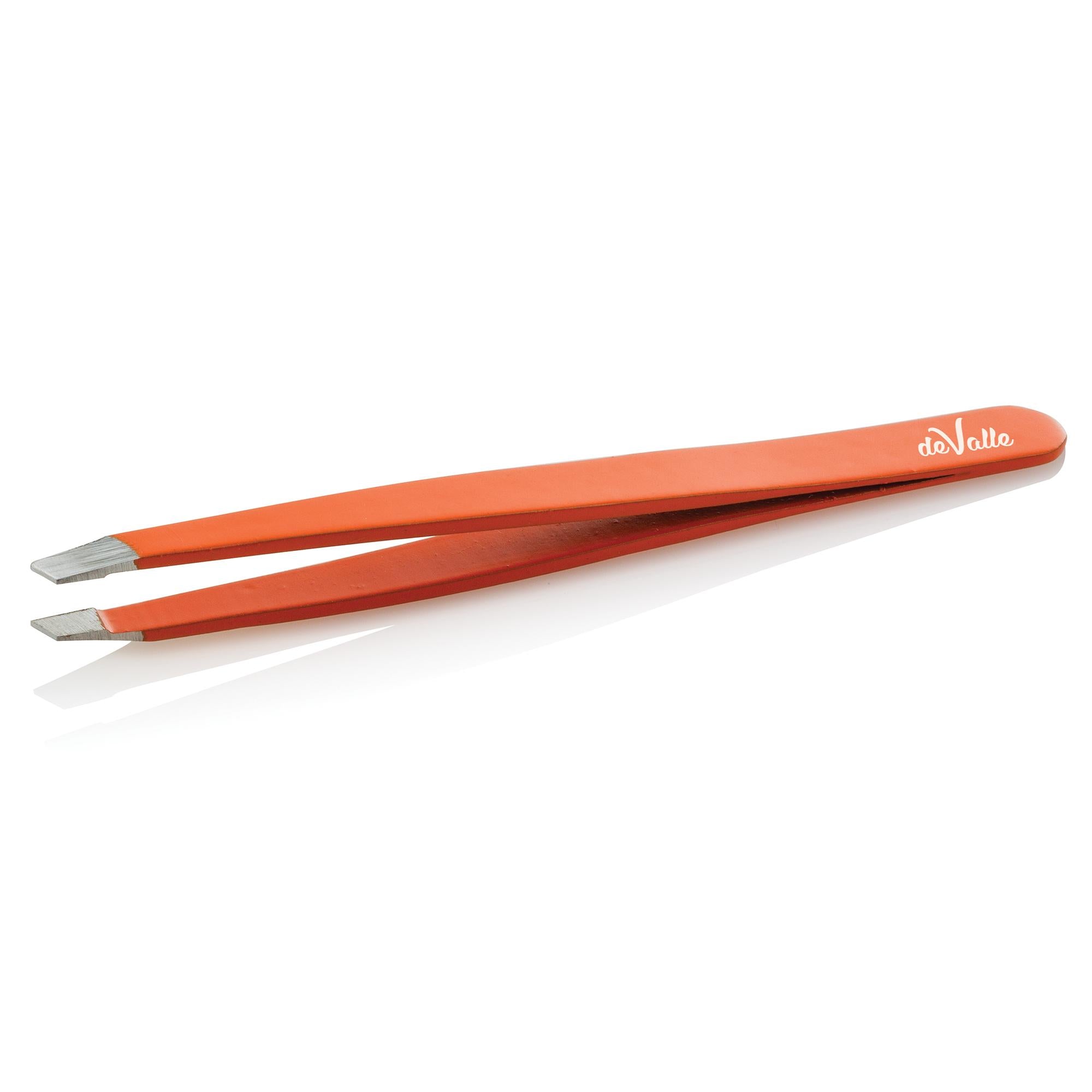 Pinzetta Sopraciglia in Acciao Inox Punta Obliqua - Arancio