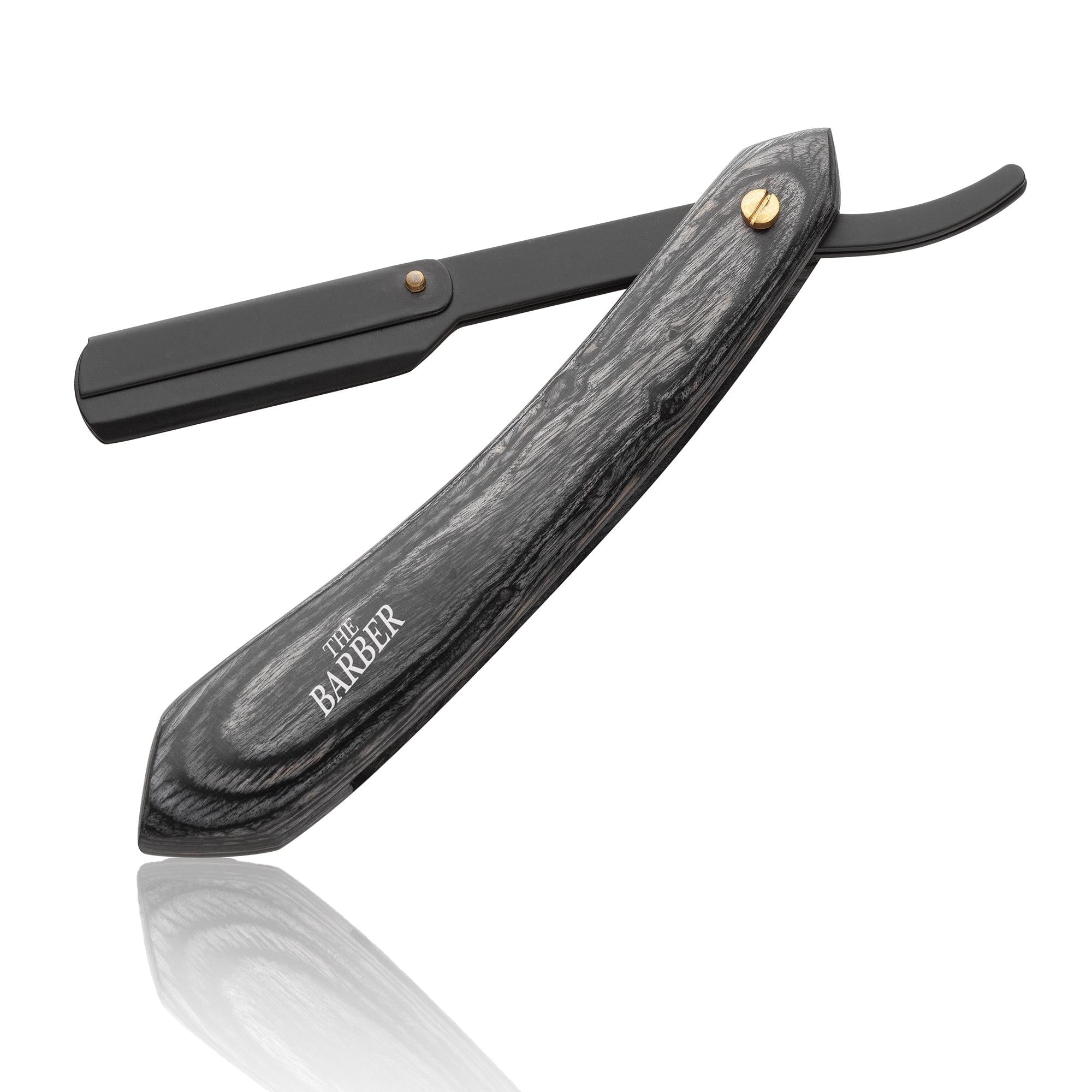 The Barber Rasoio Wood Carbon Mezza Lama Intercambiabile