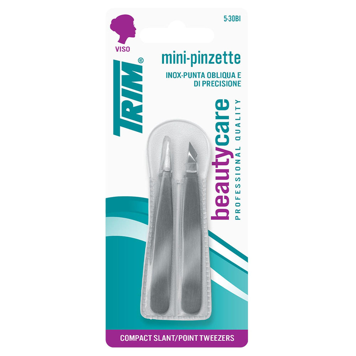 Pinzetta Sopracciglia Professionale Trim Mini Viso Inox 2pz
