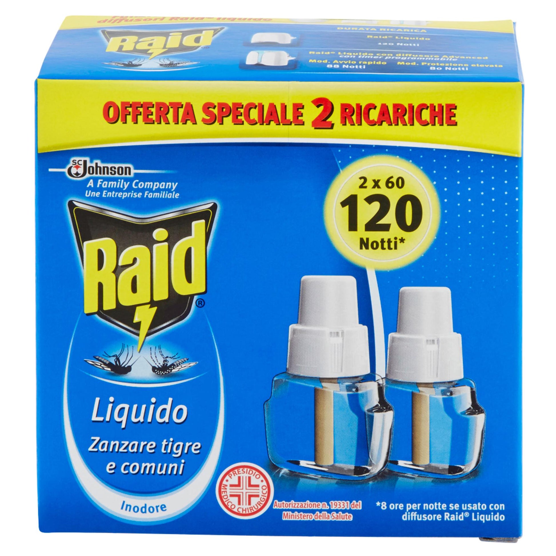 Raid Ricarica Liquida per Diffusore 2x60 Notti - Inodore