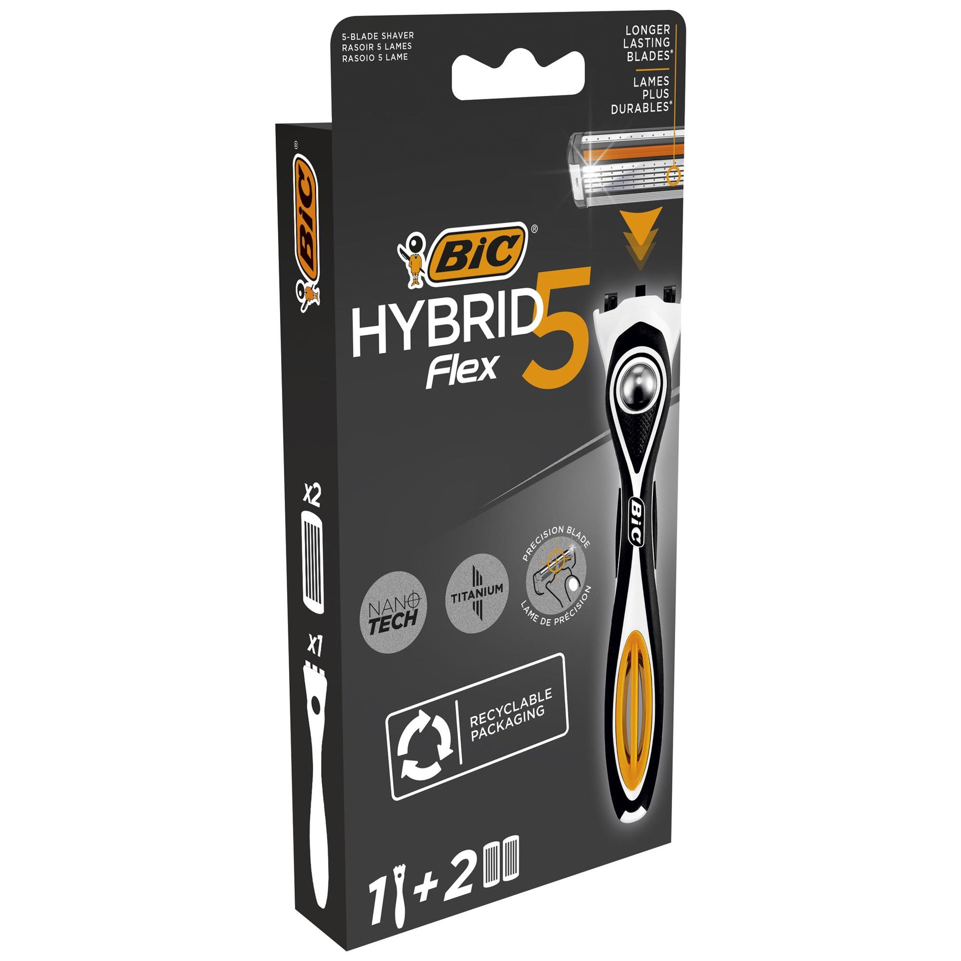 Bic Rasoio da Barba Hybrid5 Flex Starter Kit con 2 Ricariche