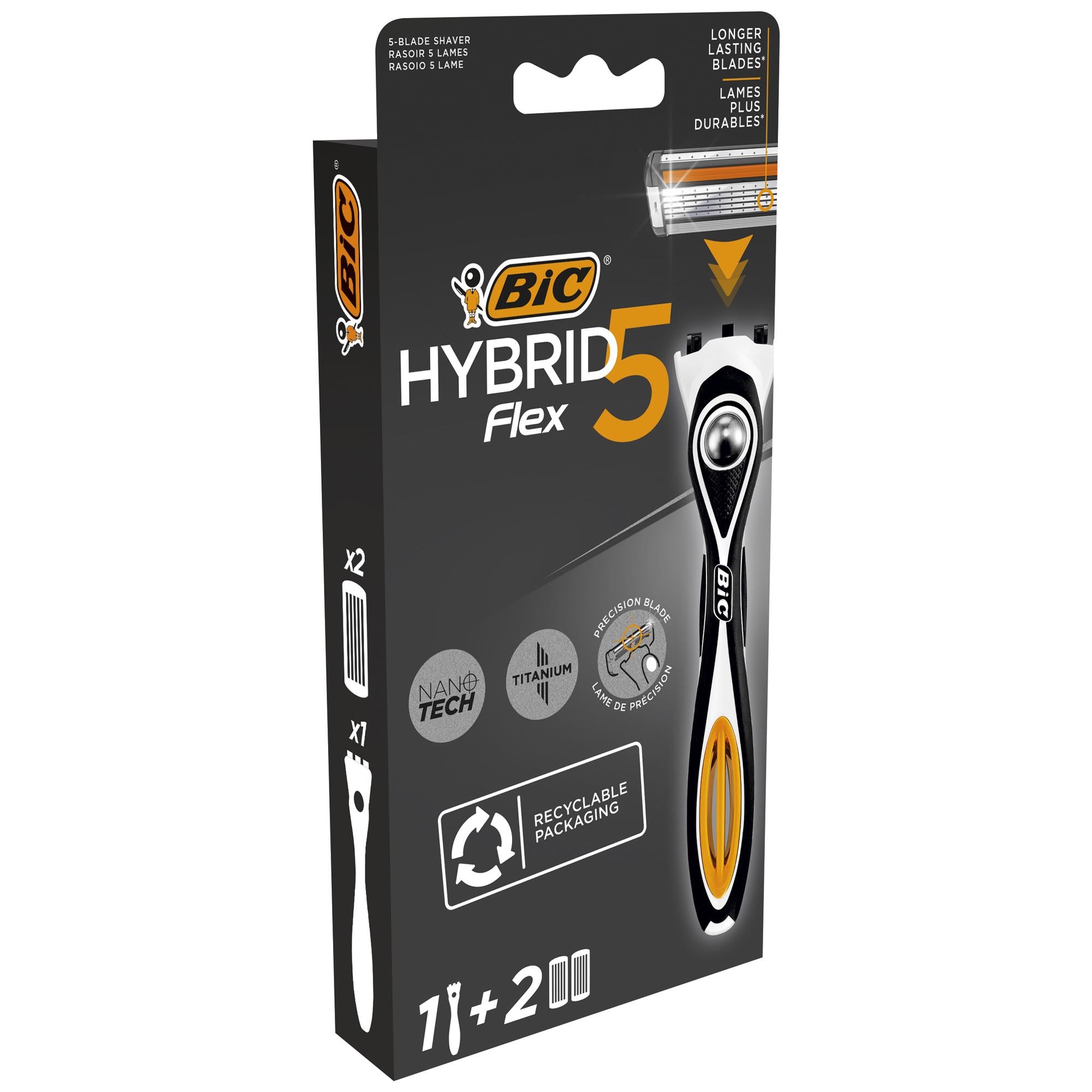 Bic Rasoio da Barba Hybrid5 Flex Starter Kit con 2 Ricariche