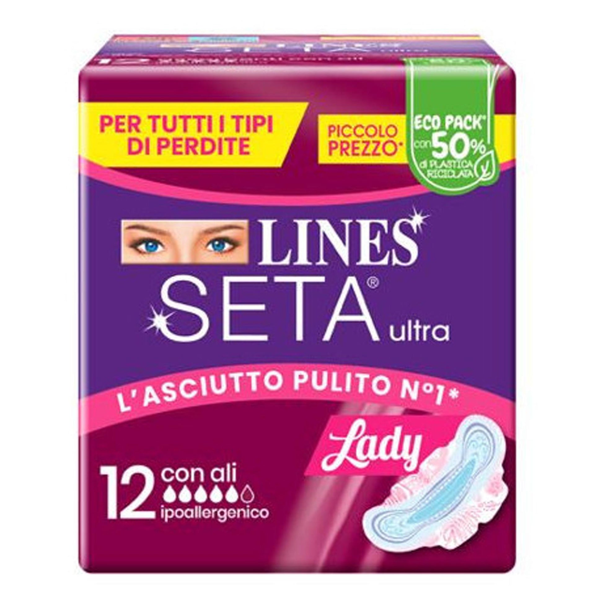 Lines Seta Ultra Assorbenti Lady con Ali - 12pz
