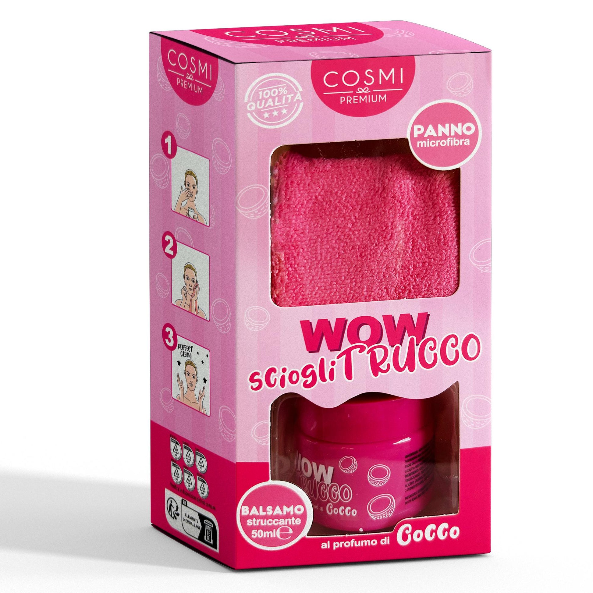 Cosmi Wow Set Sciogli Trucco Balsamo e Panno - Cocco