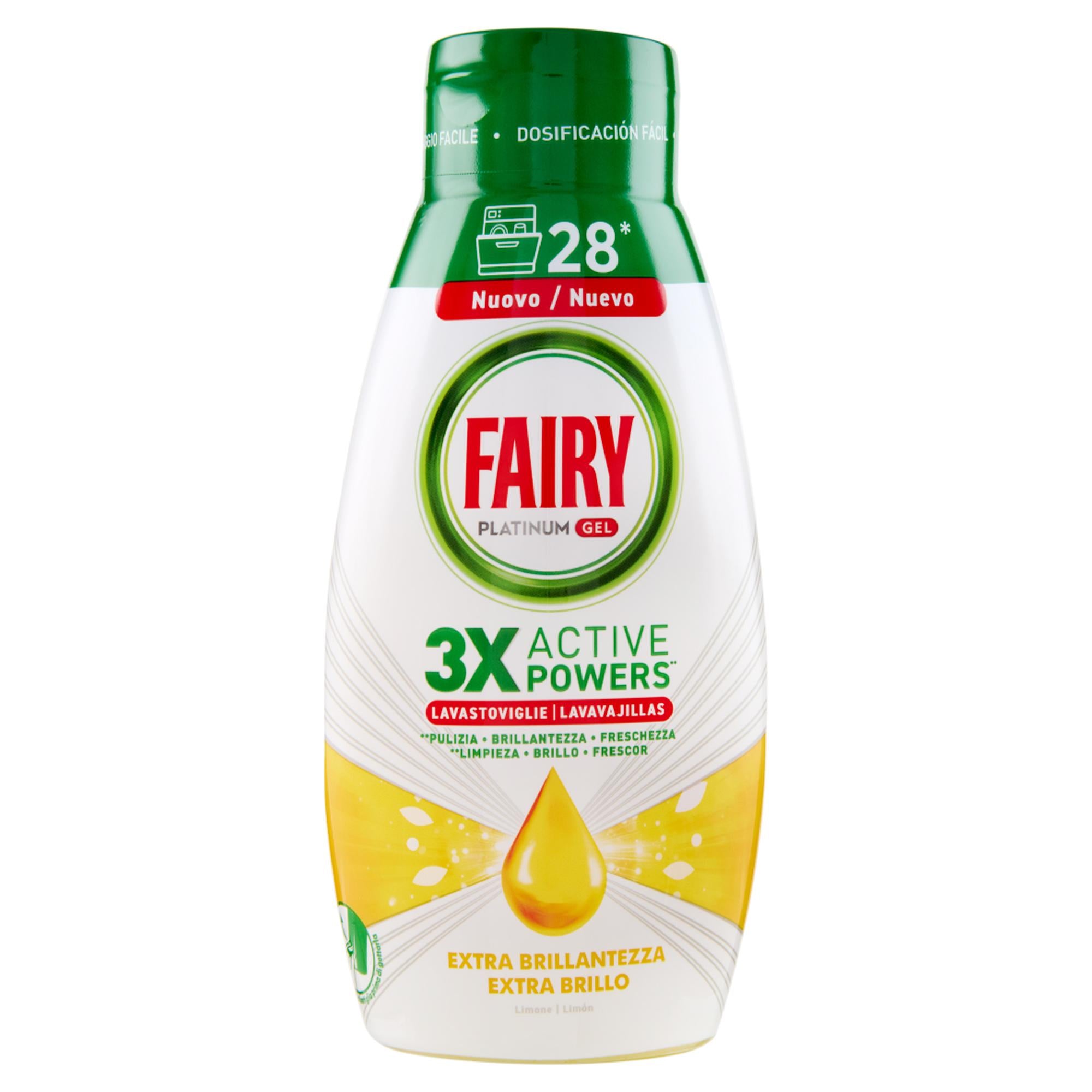 Fairy Gel Lavastoviglie Platinum Extra Brillantezza 504ml - Limone