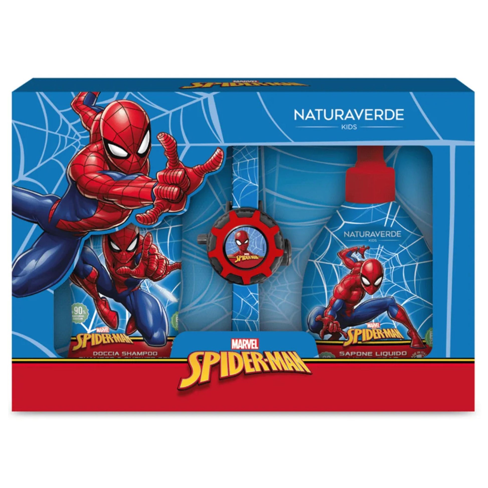 Spiderman Cofanetto con Sapone Shower Gel e Proiettore da Polso