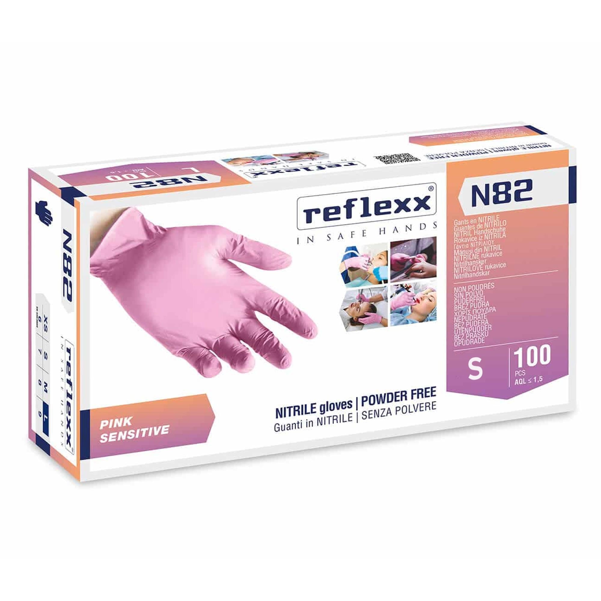 ReFlexx N82 Guanti in Nitrile Rosa Non Talcati 100pz - S