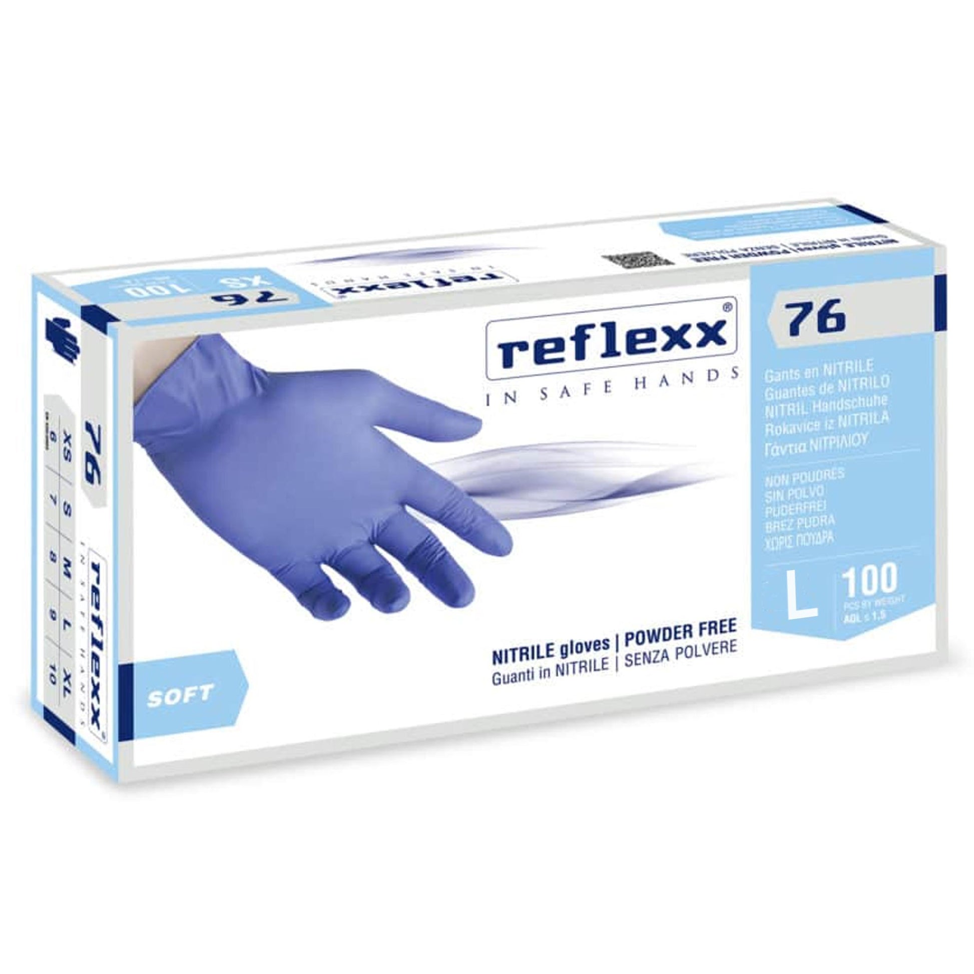 Reflexx 76 Guanti in Nitrile Blu Non Talcati 100pz - L