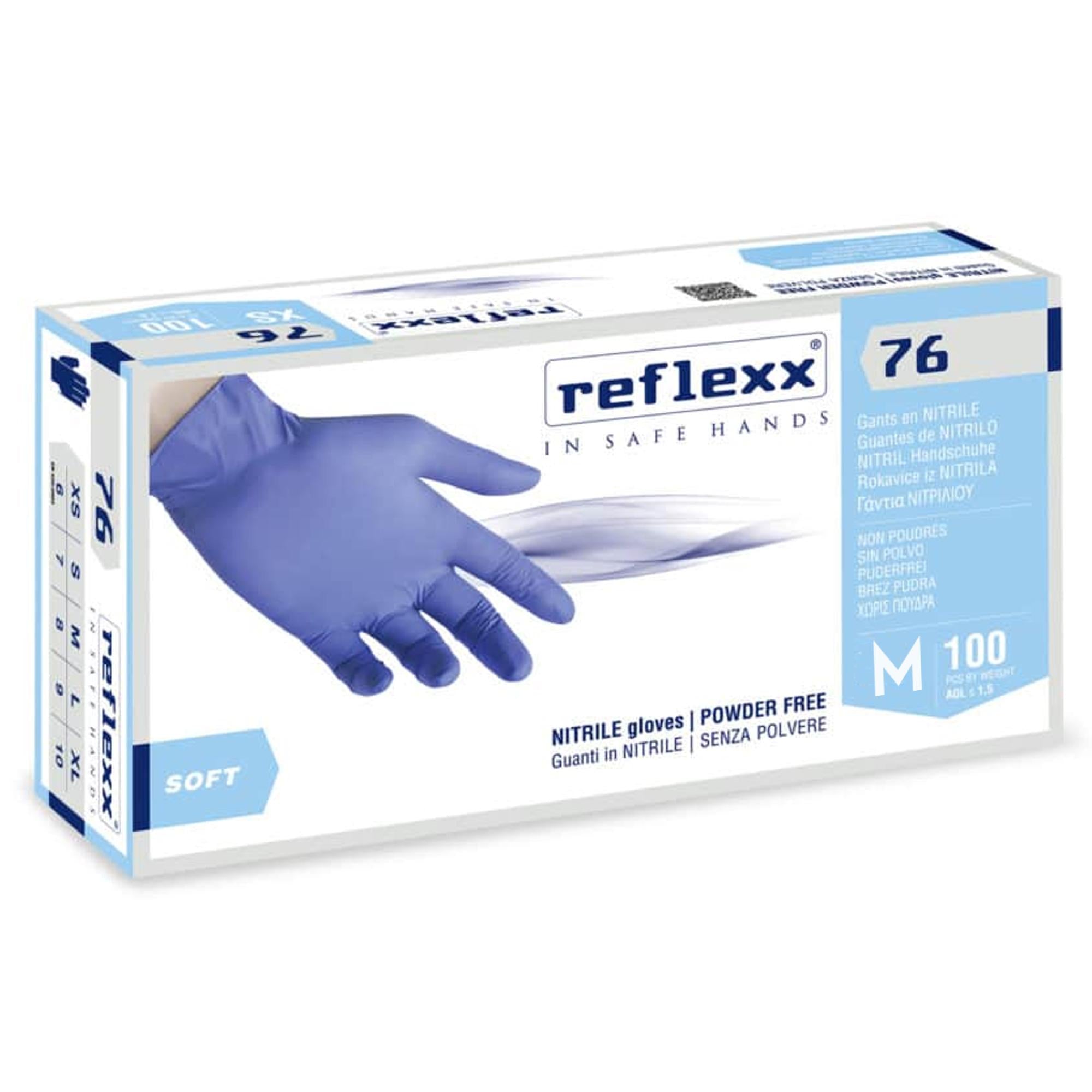 Reflexx 76 Guanti in Nitrile Blu Non Talcati 100pz - M