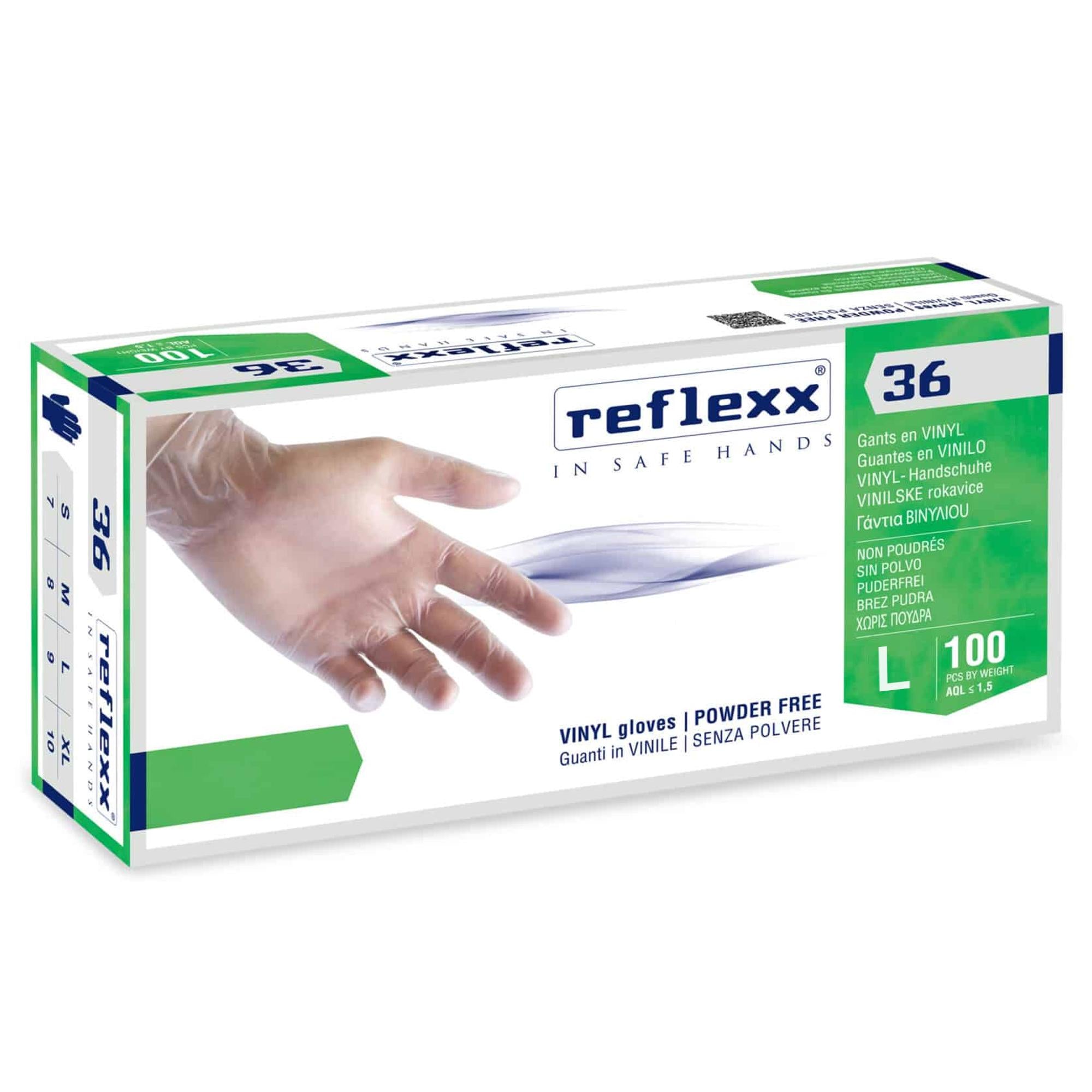 ReFlexx 36 Guanti in Vinile Non Talcati 100pz - L
