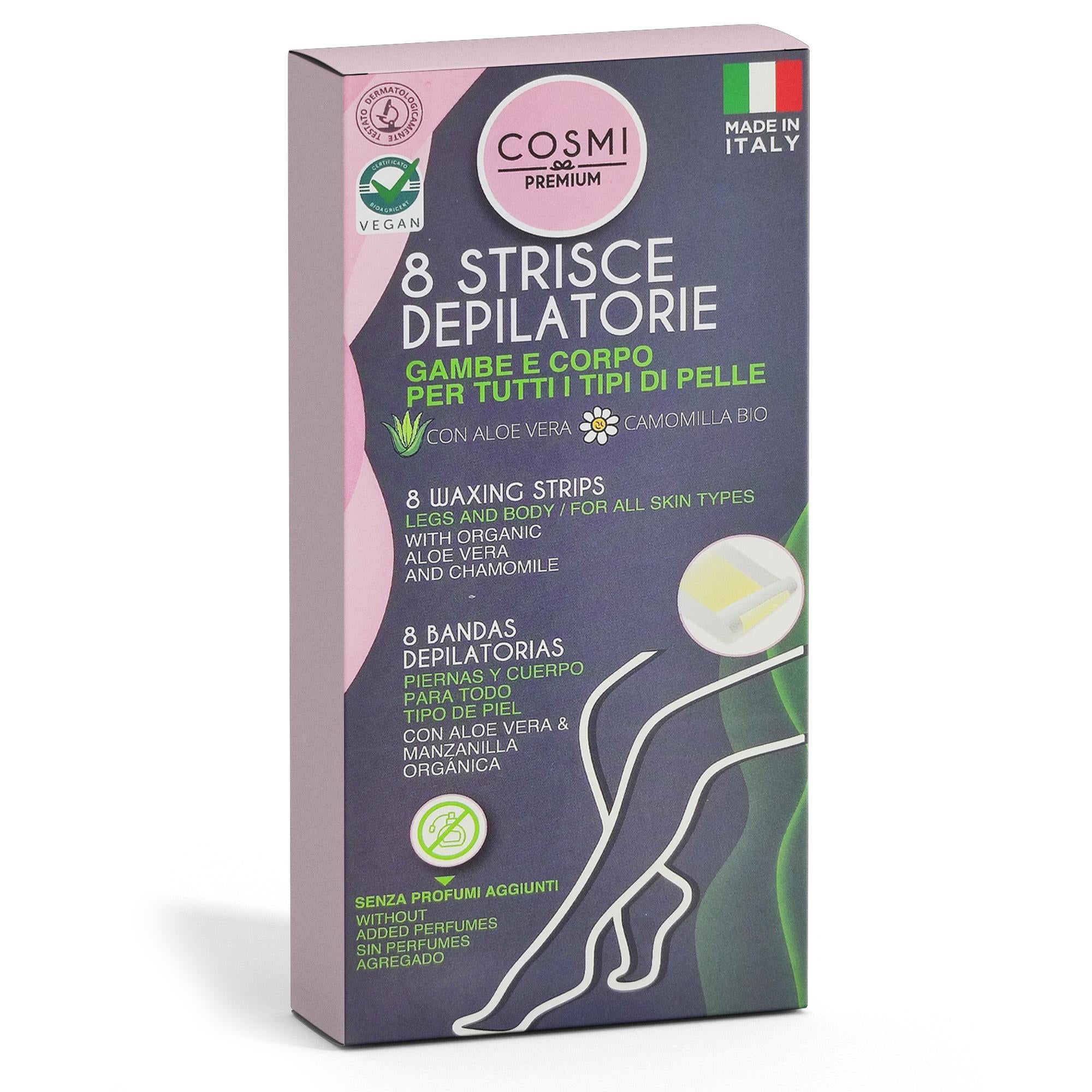 Cosmi Strisce Depilatorie Gambe e Corpo Tutte le Pelli 8pz - Aloe e Camomilla