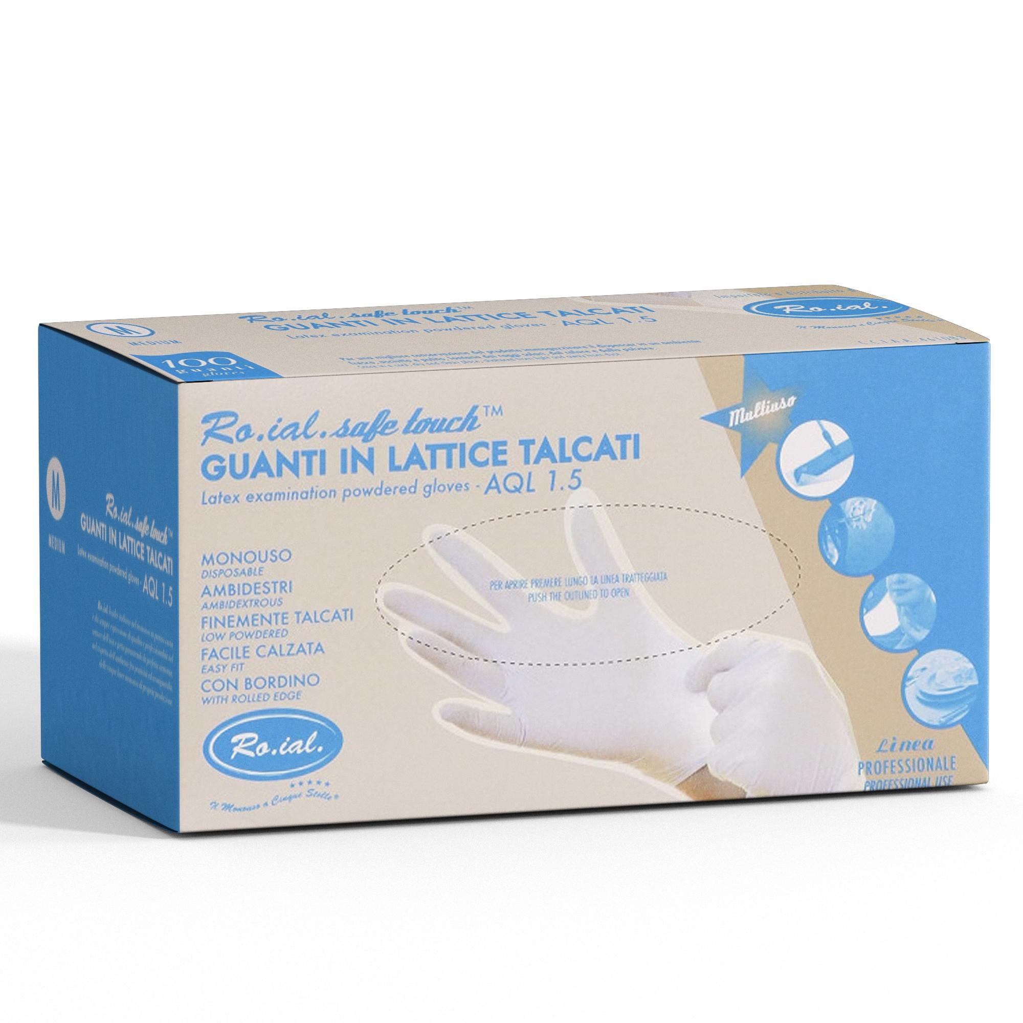 Roial Safe Touch Guanti in Lattice Talcati Bianco 100pz - M