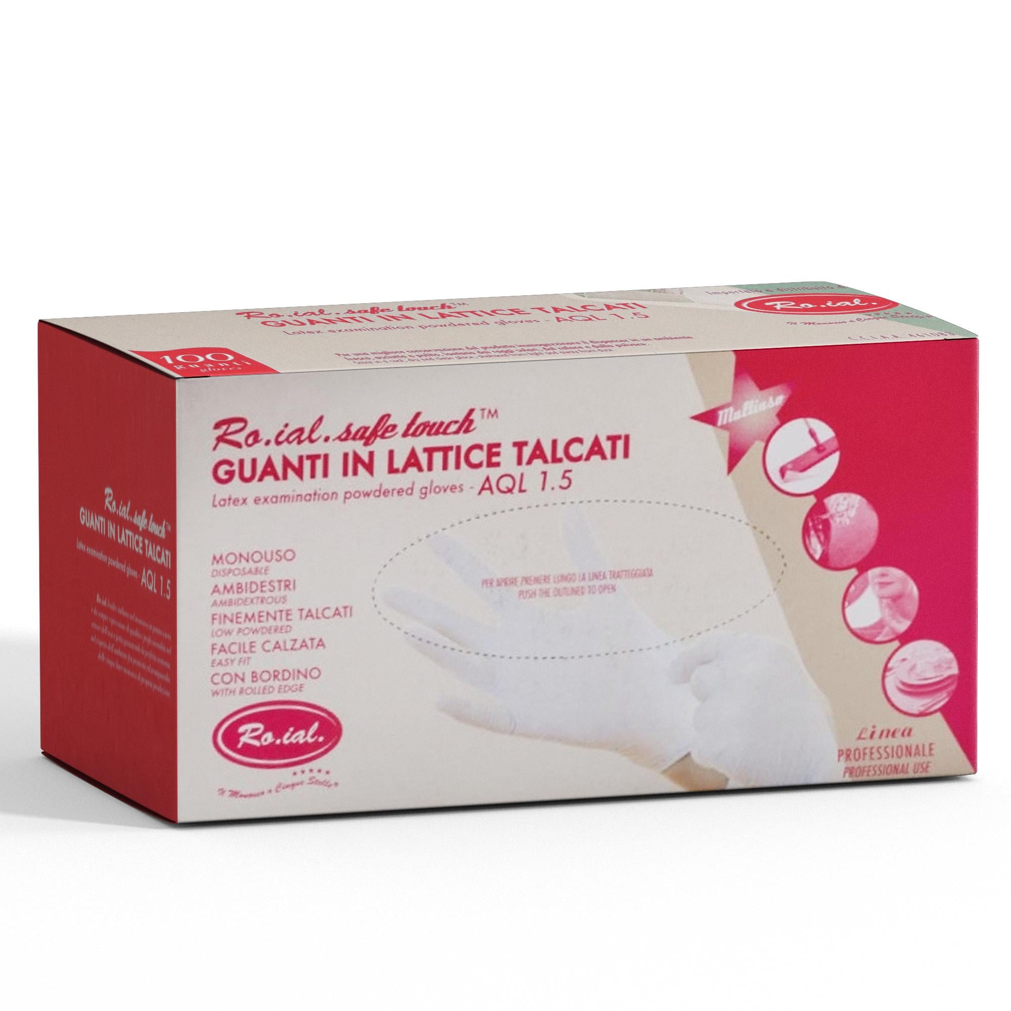 Roial Safe Touch Guanti in Lattice Talcati Bianco 100pz - S