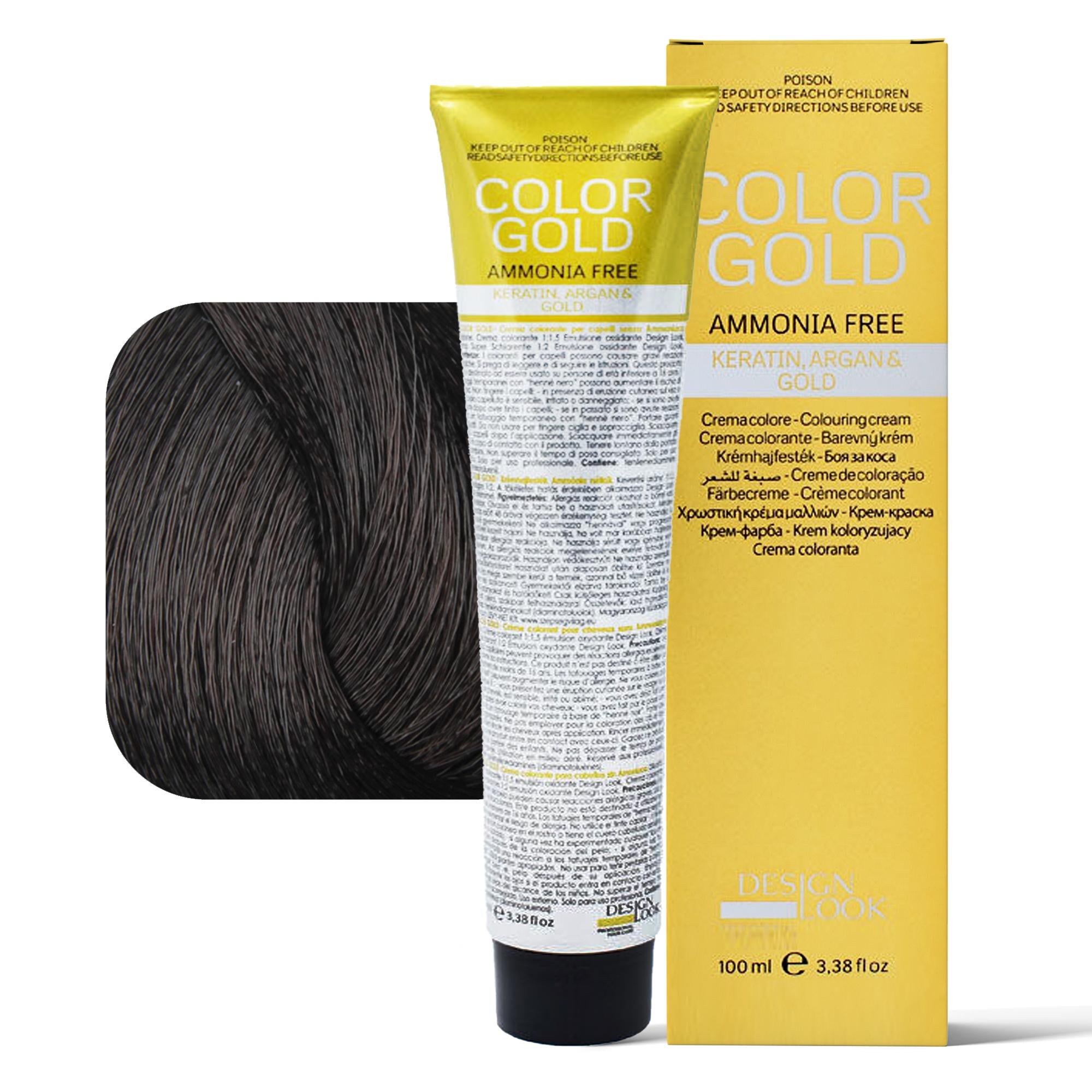 Design Look Color Gold Tintura per Capelli Senza Ammoniaca 100ml - 4.14