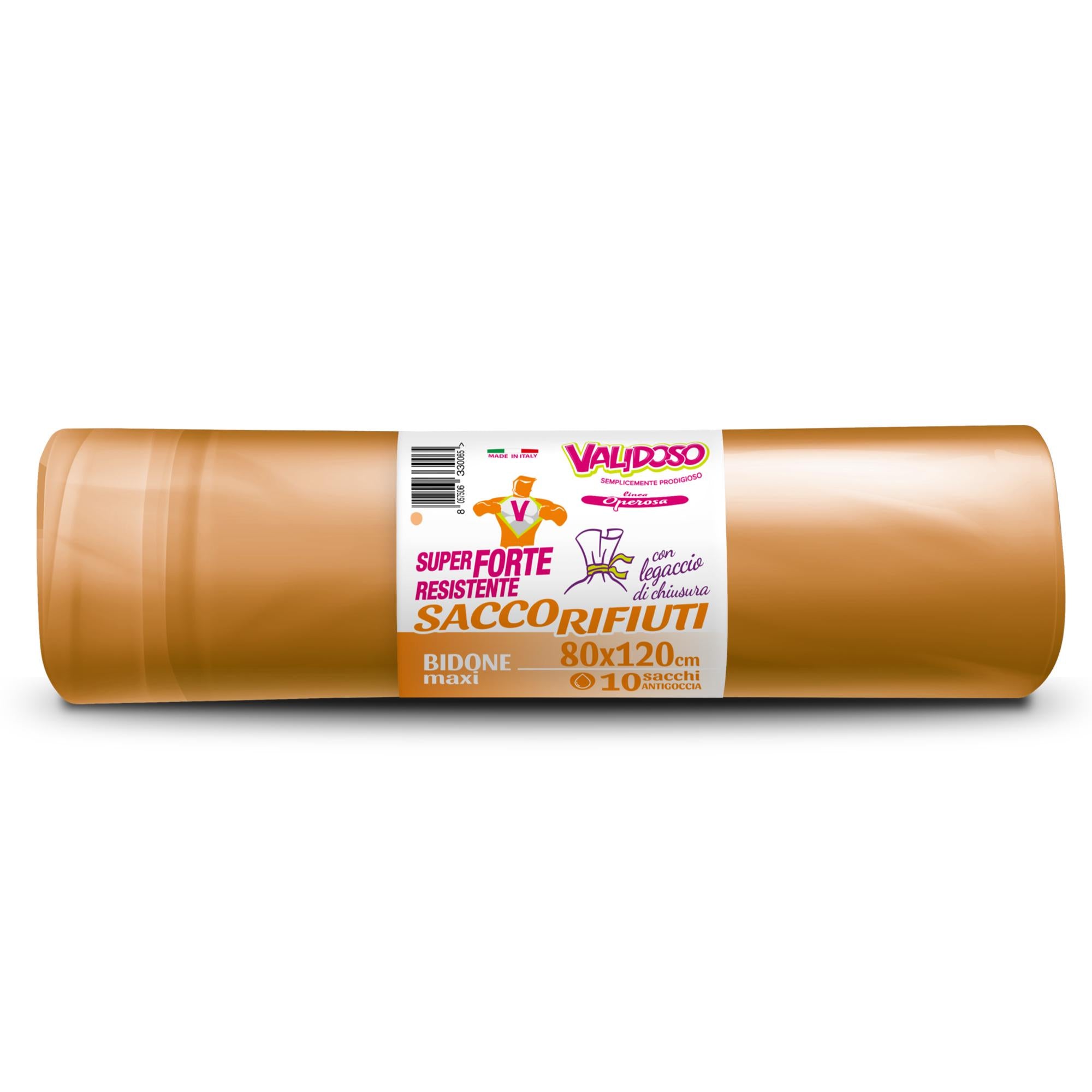 Validoso Sacchi Pattumiera Laccio Ambra 10pz - 80x120cm