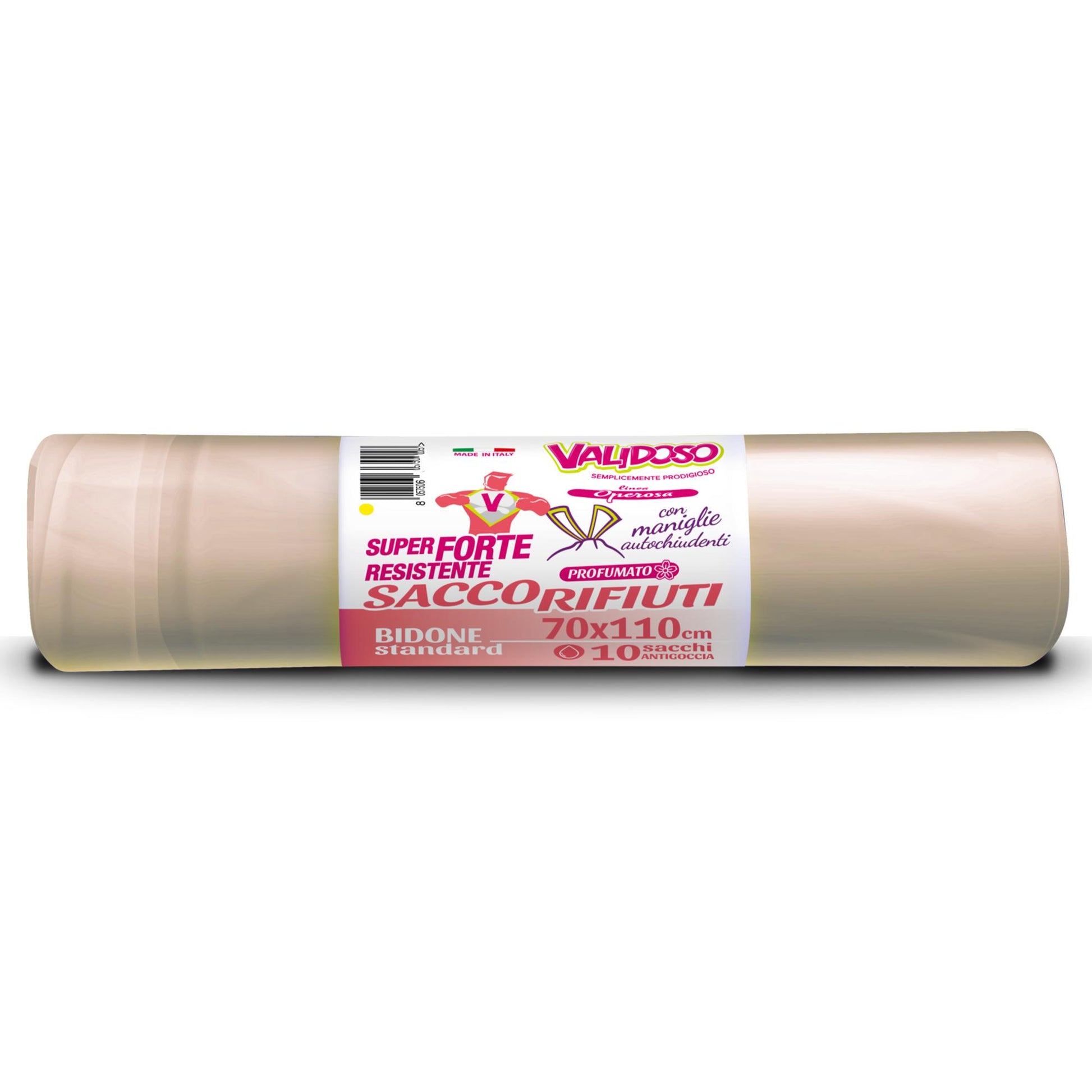 Validoso Sacchi Pattumiera Maniglia Neutro 10pz - 70x110cm