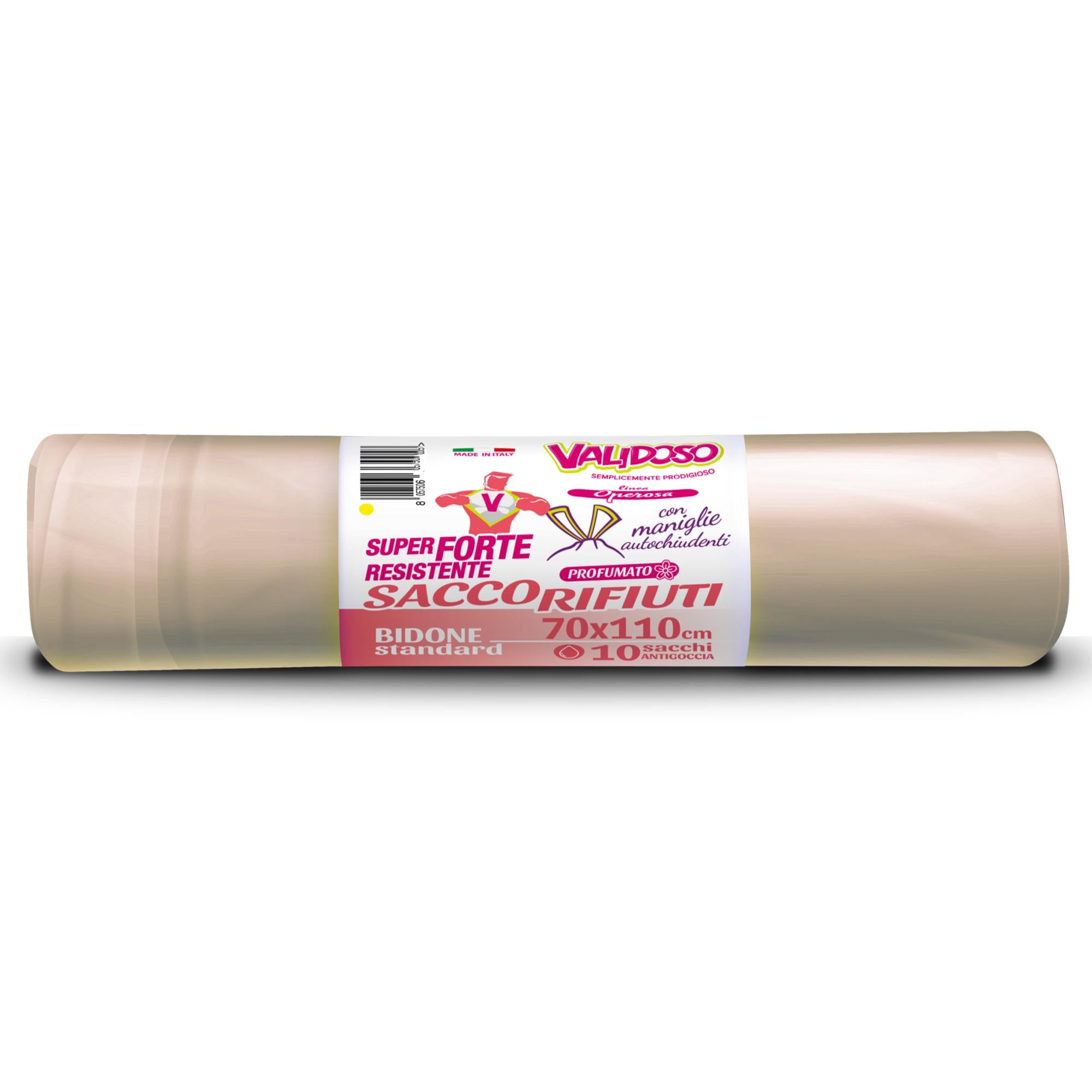 Validoso Sacchi Pattumiera Maniglia Neutro 10pz - 70x110cm