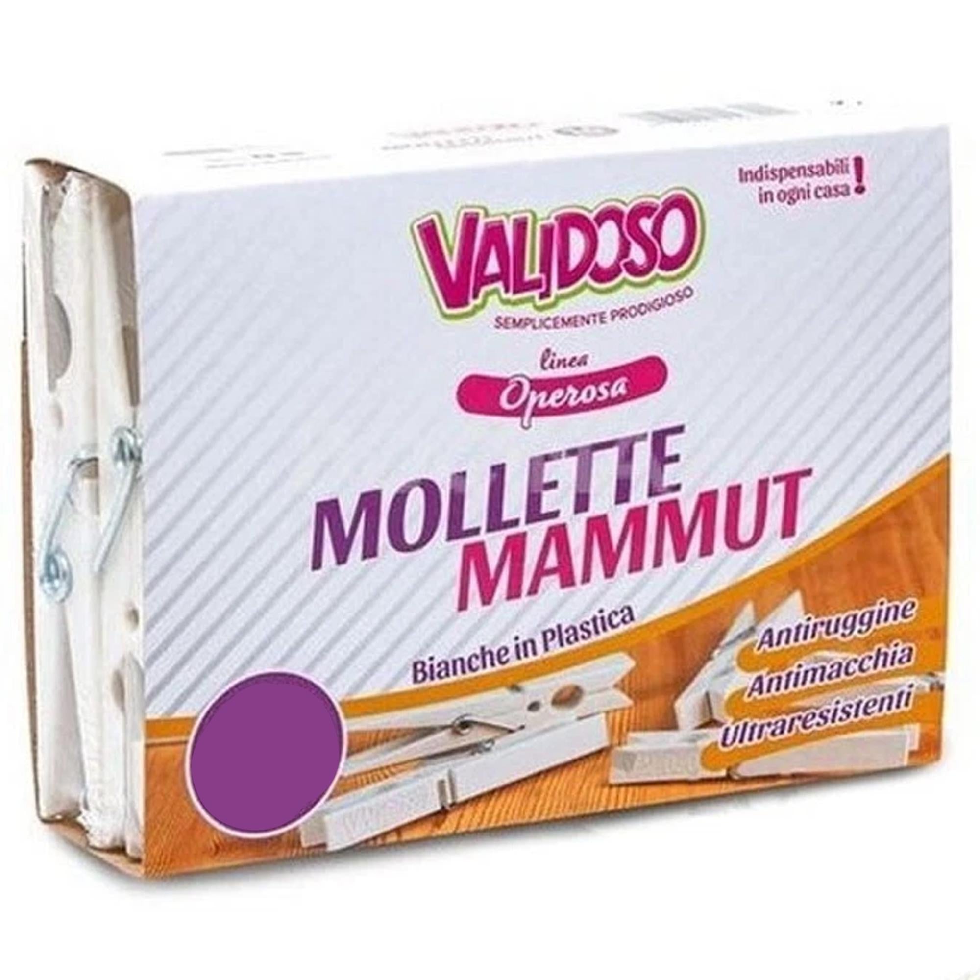 Validoso Mollette Mammut in Plastica Bianca - 16pz