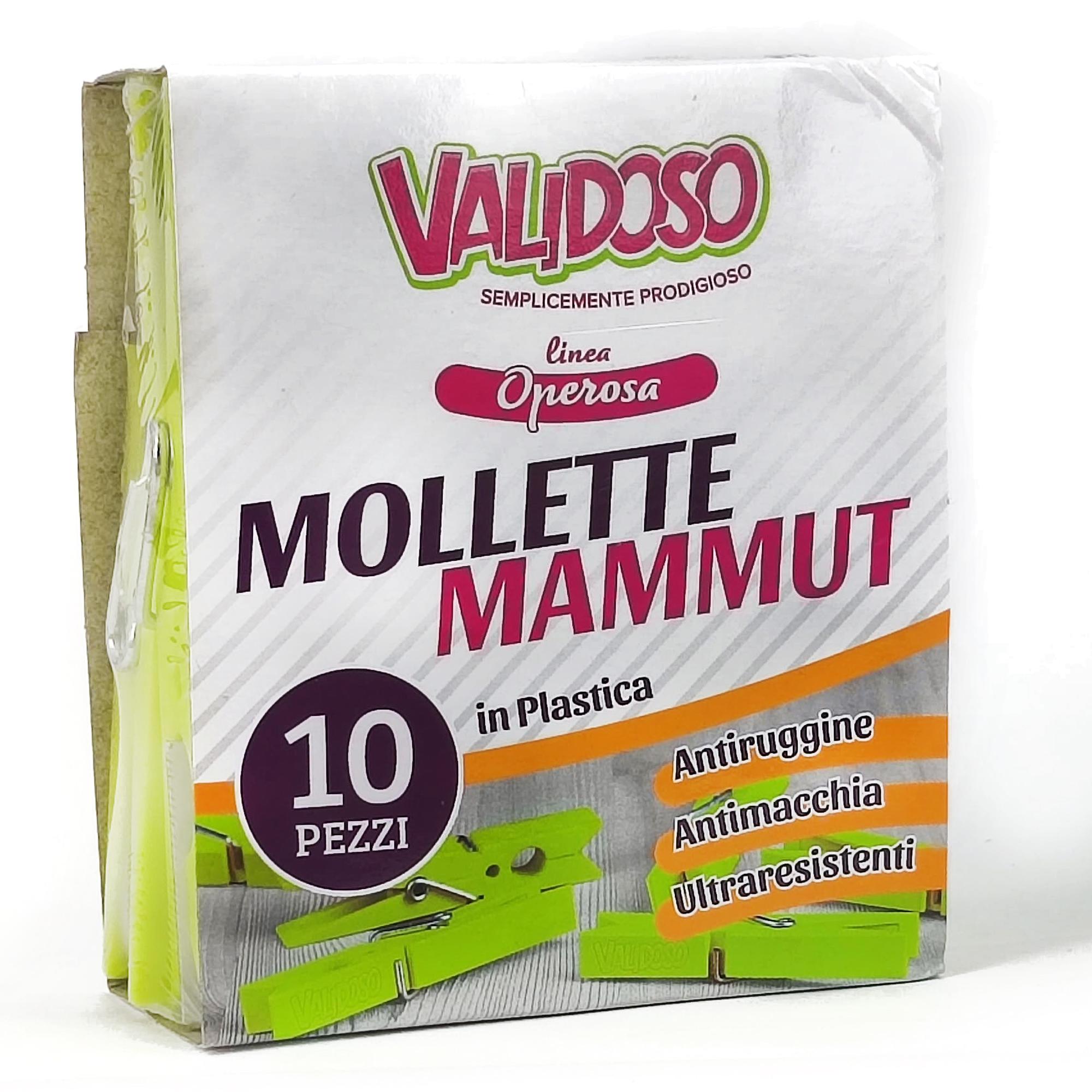 Validoso Mollette Mammut in Plastica Colorata - 10pz