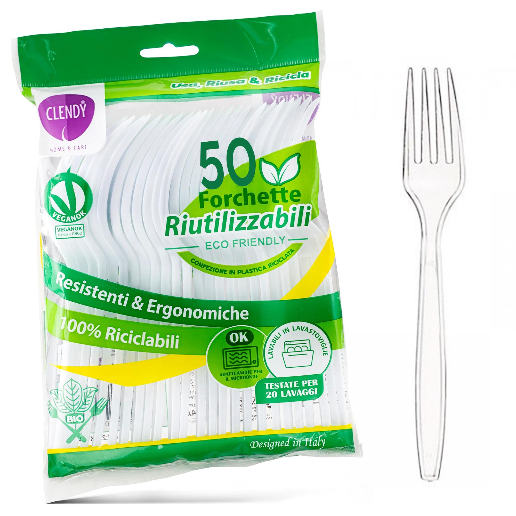 Clendy Forchette Riutilizzabili Trasparenti - 50pz