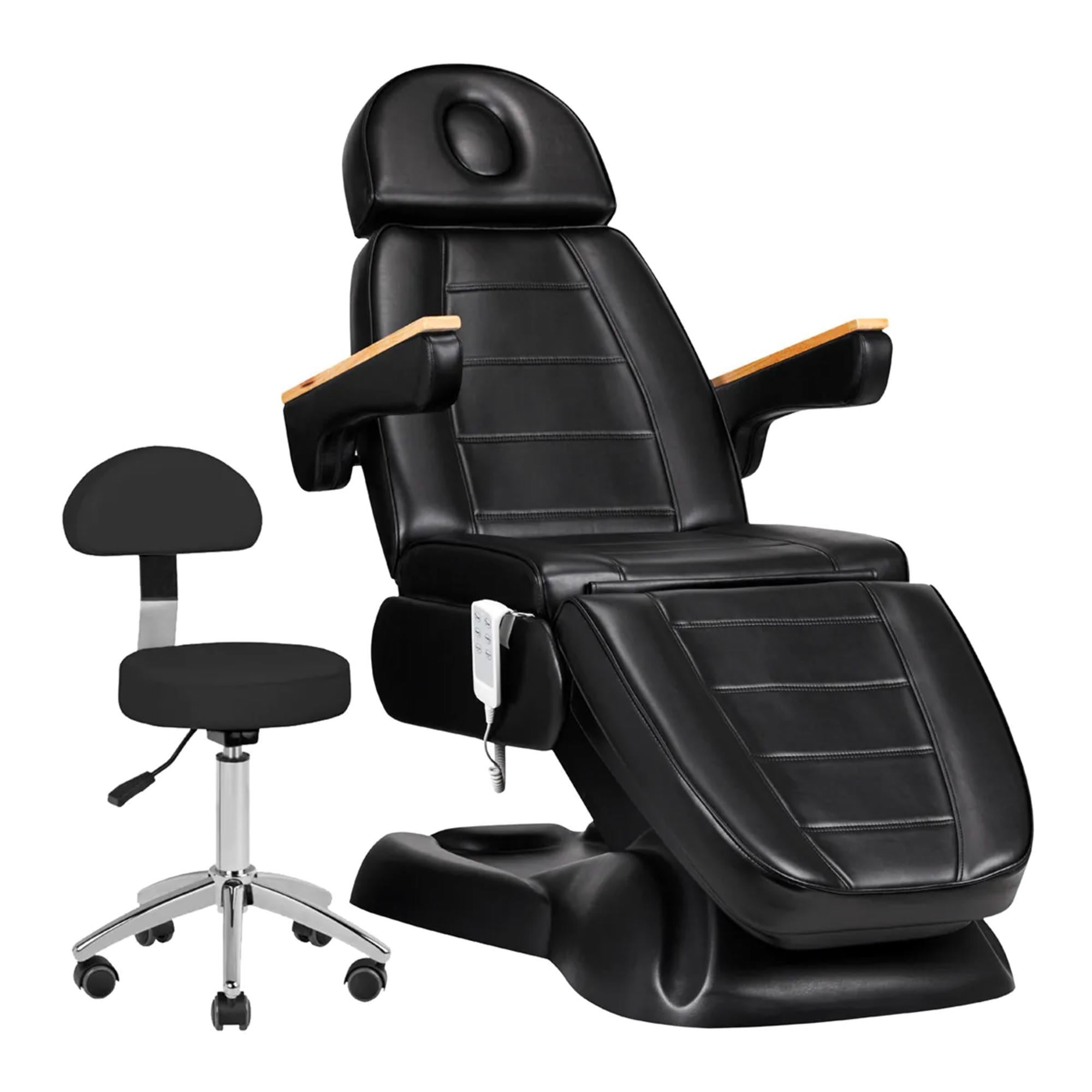 Sillon Poltrona Lettino Elettrica Lux 273B e Sgabello 304 - Nero