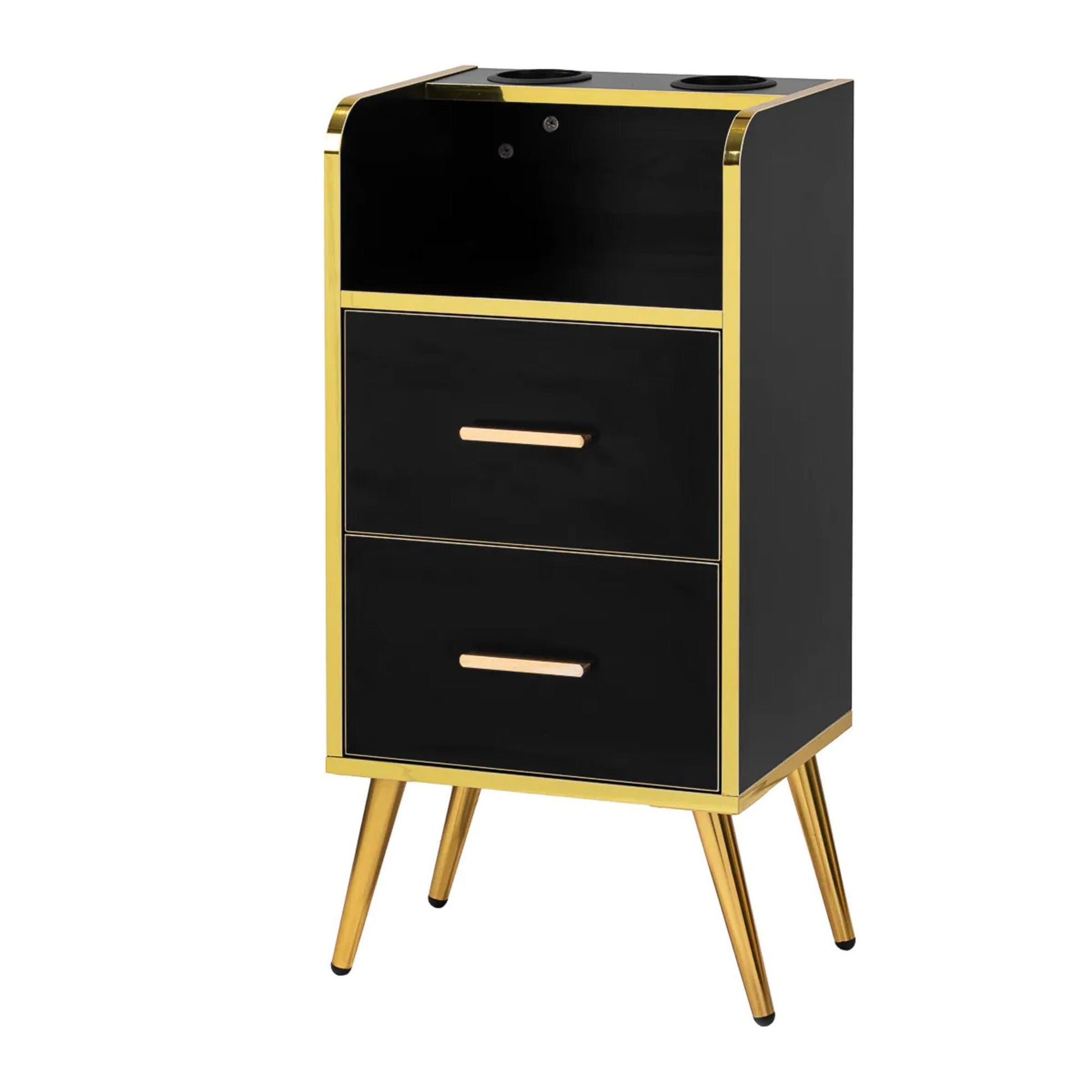 Gabbiano Mobiletto Trix per Parrucchiere - Nero Oro