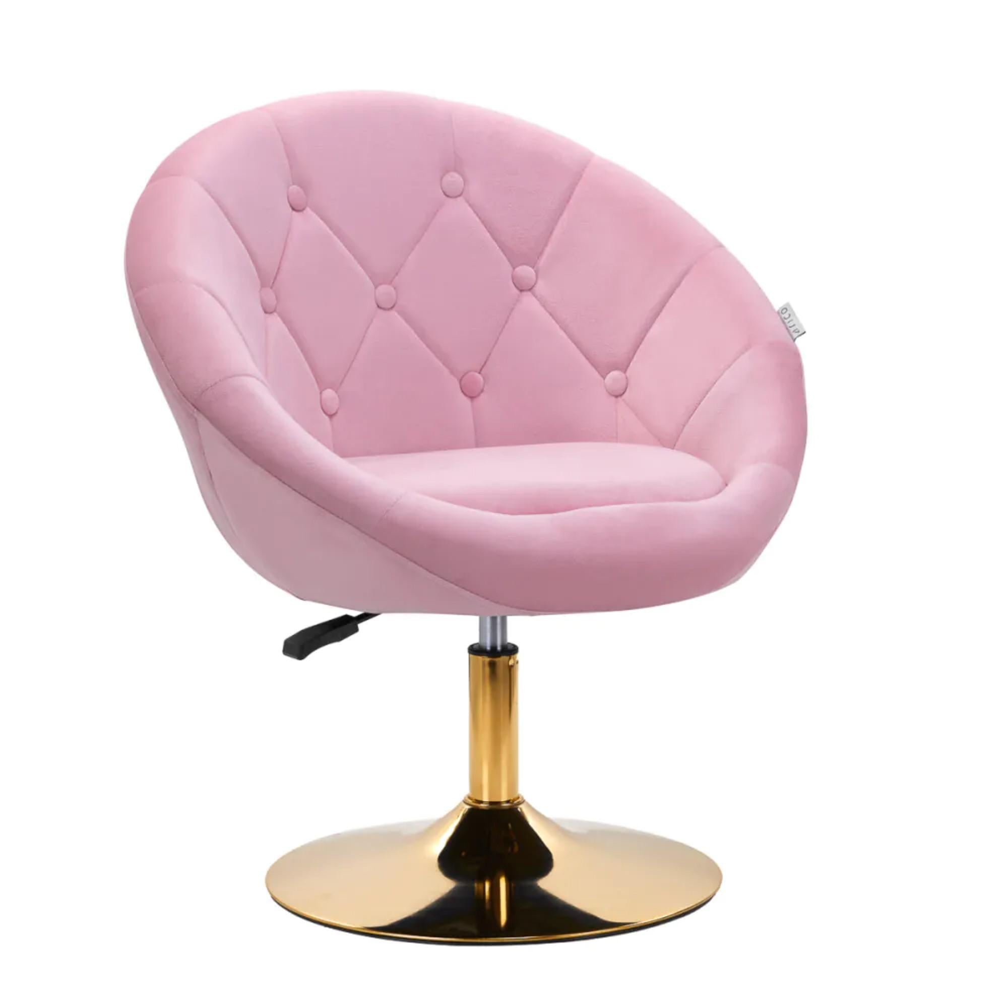4Rico Poltrona Girevole QS-BL12G in Velluto - Rosa