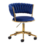 4Rico Poltrona Girevole QS-GW01G in Velluto - Blu Navy