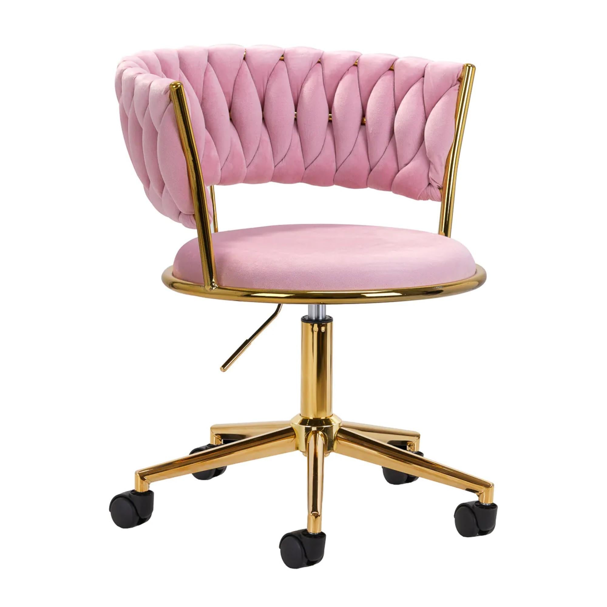 4Rico Poltrona Girevole QS-GW01G in Velluto - Rosa