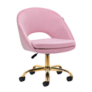 4Rico Poltrona Girevole QS-MF18G in Velluto - Rosa