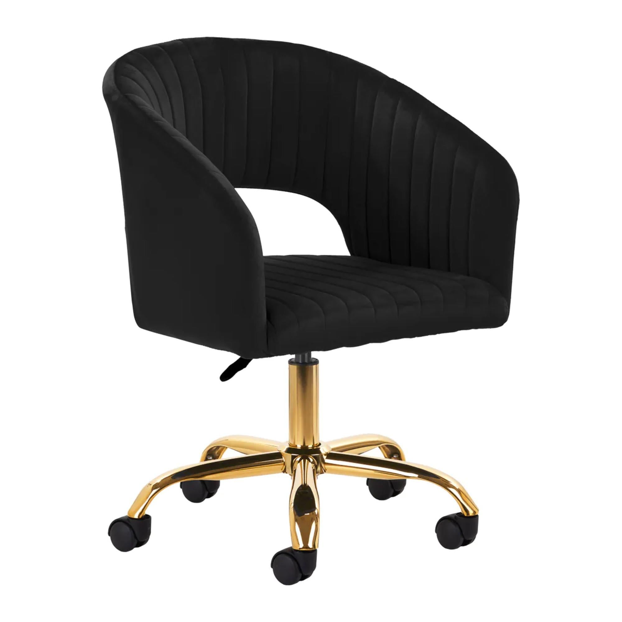 4Rico Poltrona Girevole QS-OF212G in Velluto - Nero