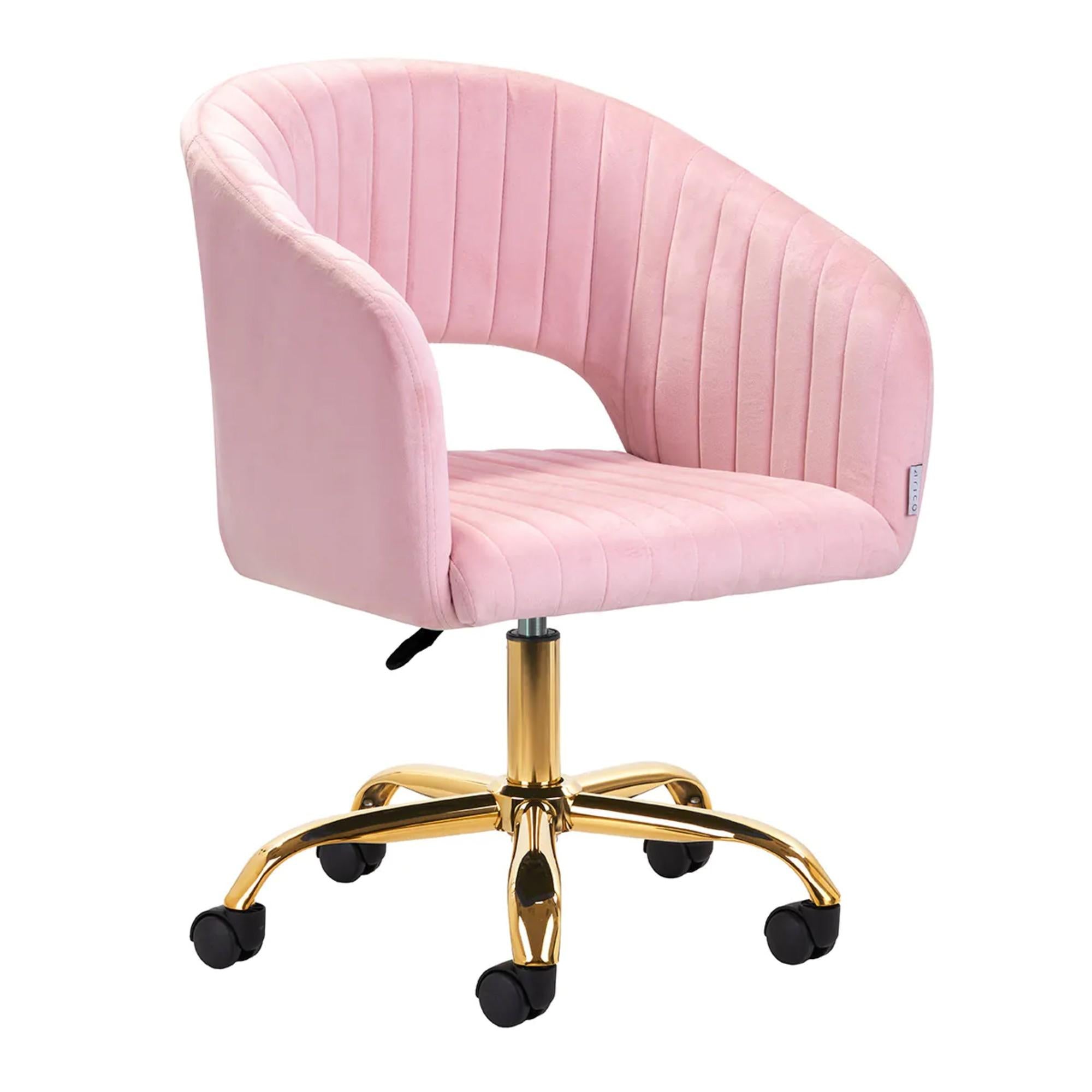 4Rico Poltrona Girevole QS-OF212G in Velluto - Rosa