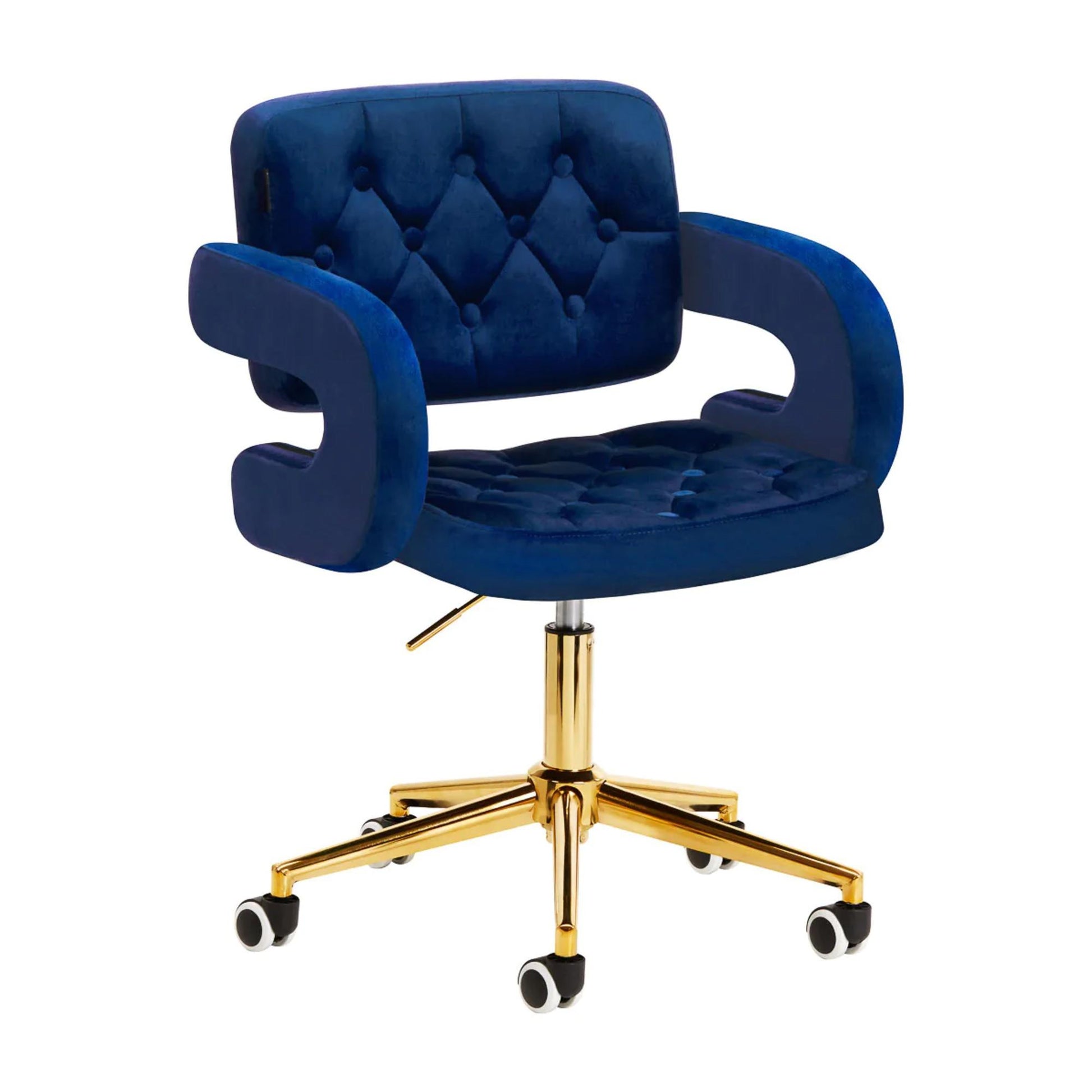 4Rico Poltrona Girevole QS-OF213G in Velluto - Blu Navy