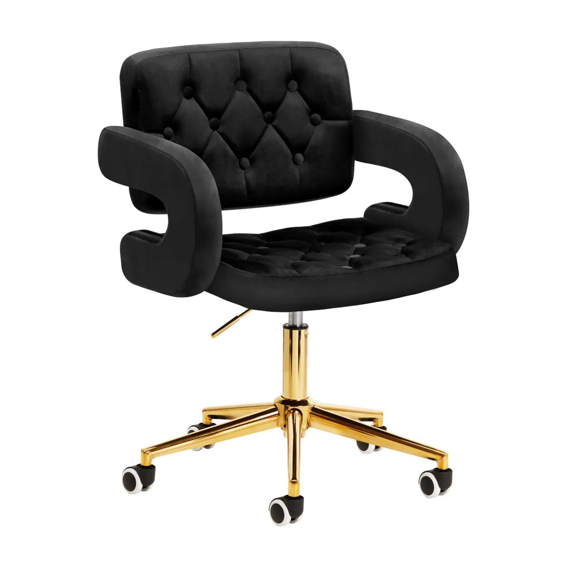 4Rico Poltrona Girevole QS-OF213G in Velluto - Nero