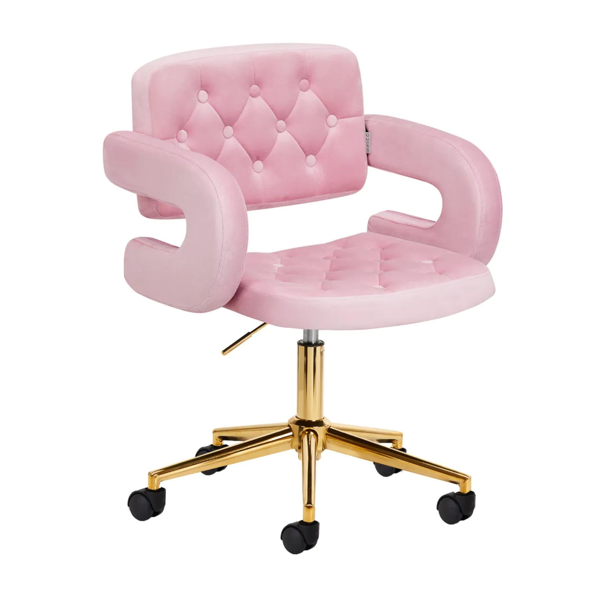 4Rico Poltrona Girevole QS-OF213G in Velluto - Rosa