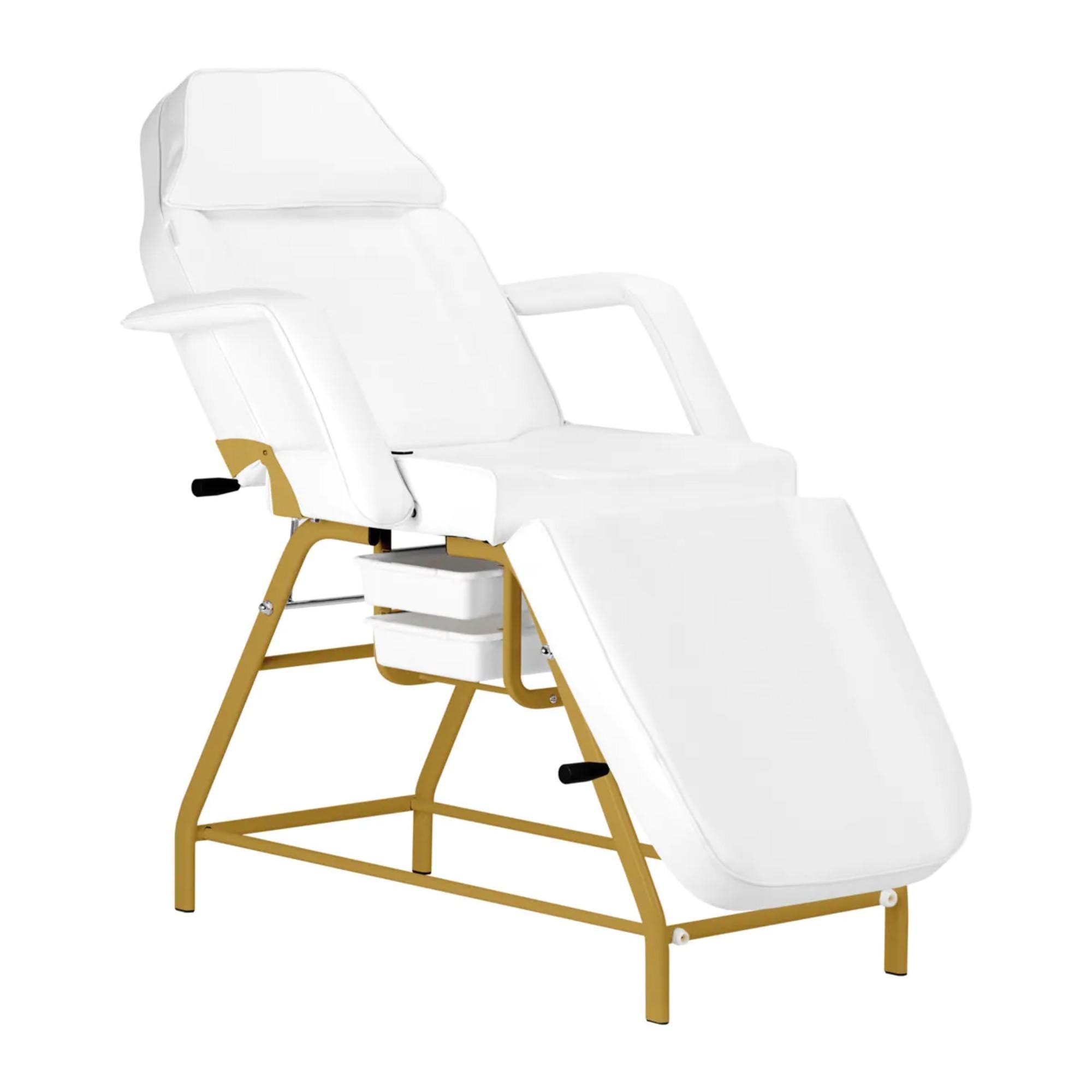 Poltrona Lettino 557G con Vassoi - Bianco Oro