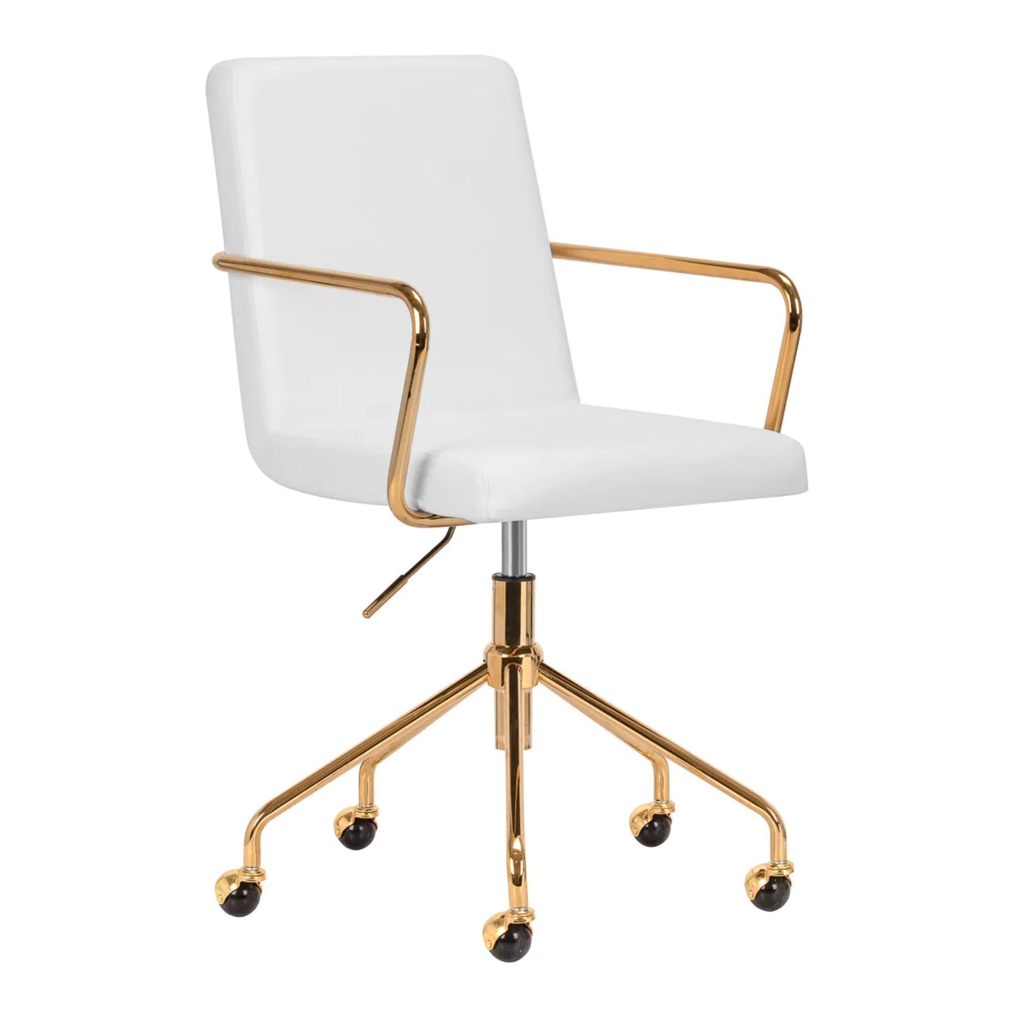 Poltrona QS-OF211G con Rotelle - Grigio Chiaro Oro