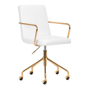 Poltrona QS-OF211G con Rotelle - Bianco Oro