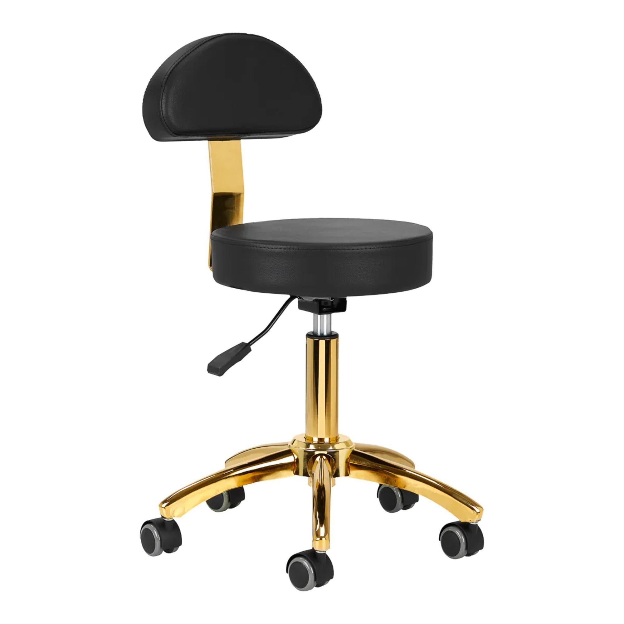 Sgabello AM-304G con Rotelle - Nero Oro