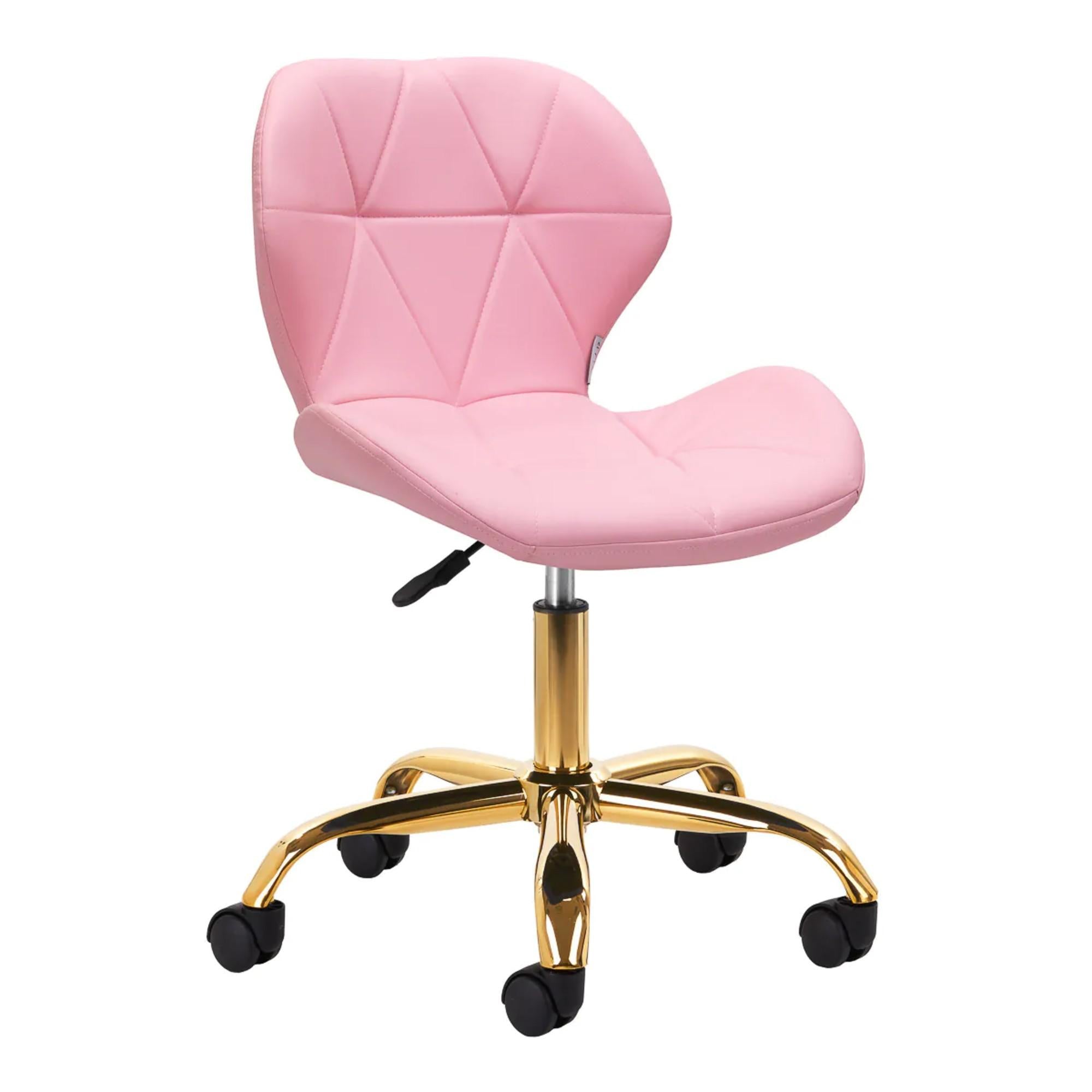 Sgabello QS-06G con Rotelle - Rosa Oro