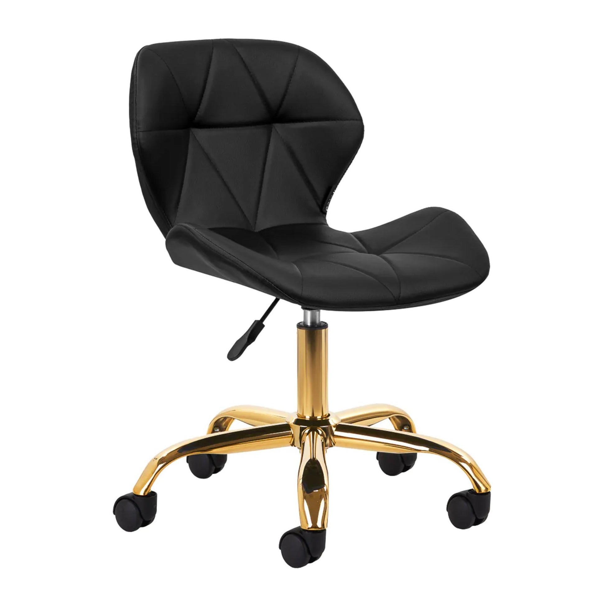 Sgabello QS-06G con Rotelle - Nero Oro