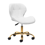 Sgabello QS-06G con Rotelle - Bianco Oro